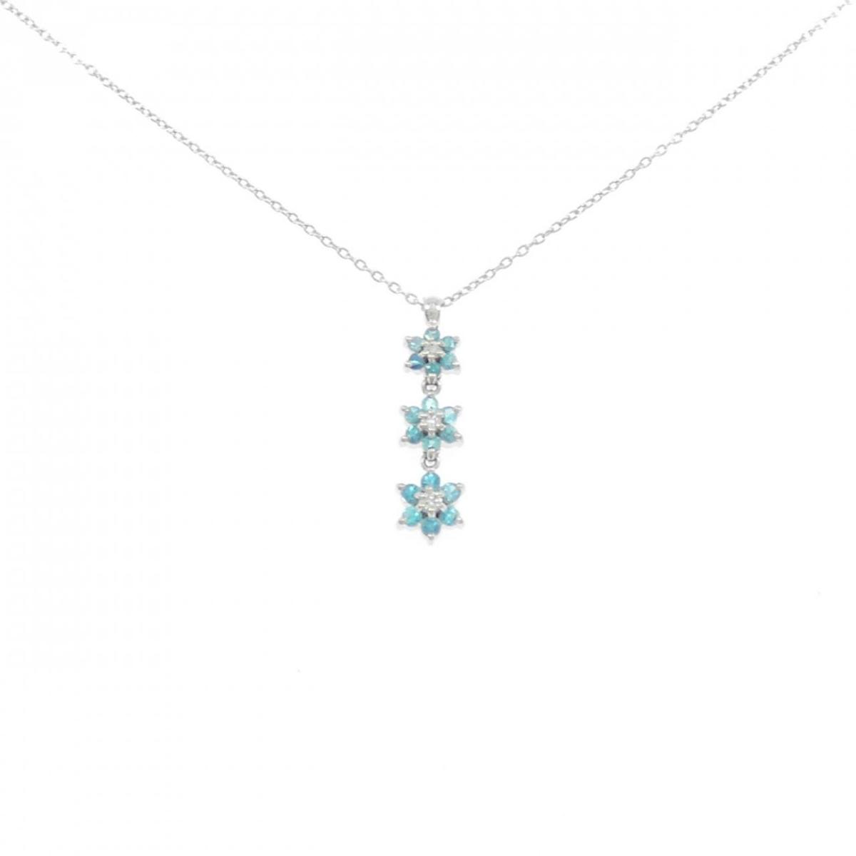 PT900/PT850 フラワー トルマリン ネックレス 0.19CT【中古】