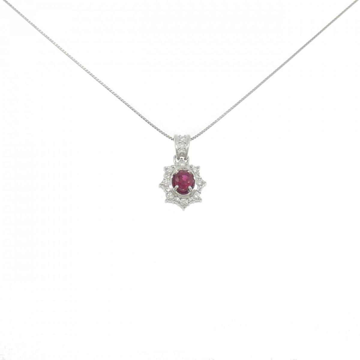 PT900/PT850 ルビー ネックレス 0.63CT【中古】