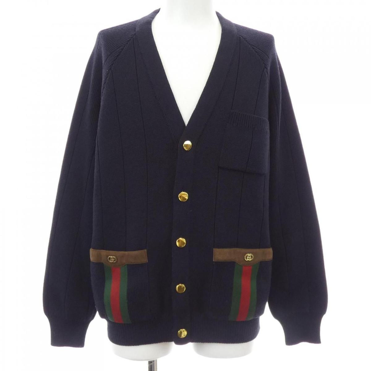 グッチ GUCCI ウェッブ付き添い人ウールブレンドニットカーディガン 626349 XKBFJ ジレー【中古】