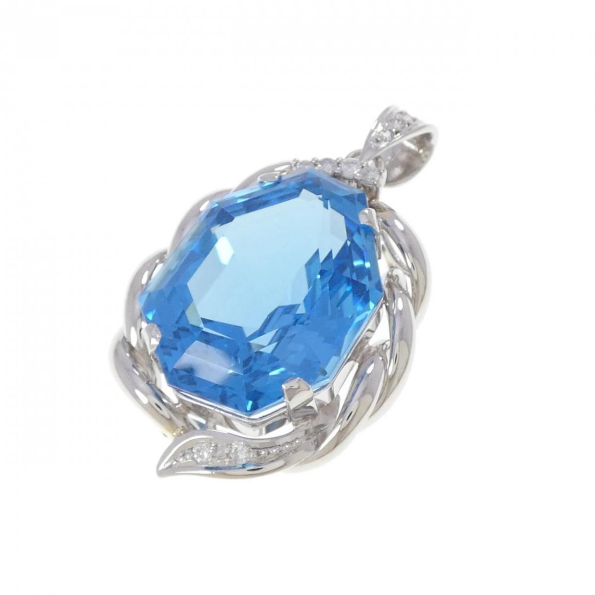 PT900 ブルートパーズ ペンダント 27.95CT【中古】