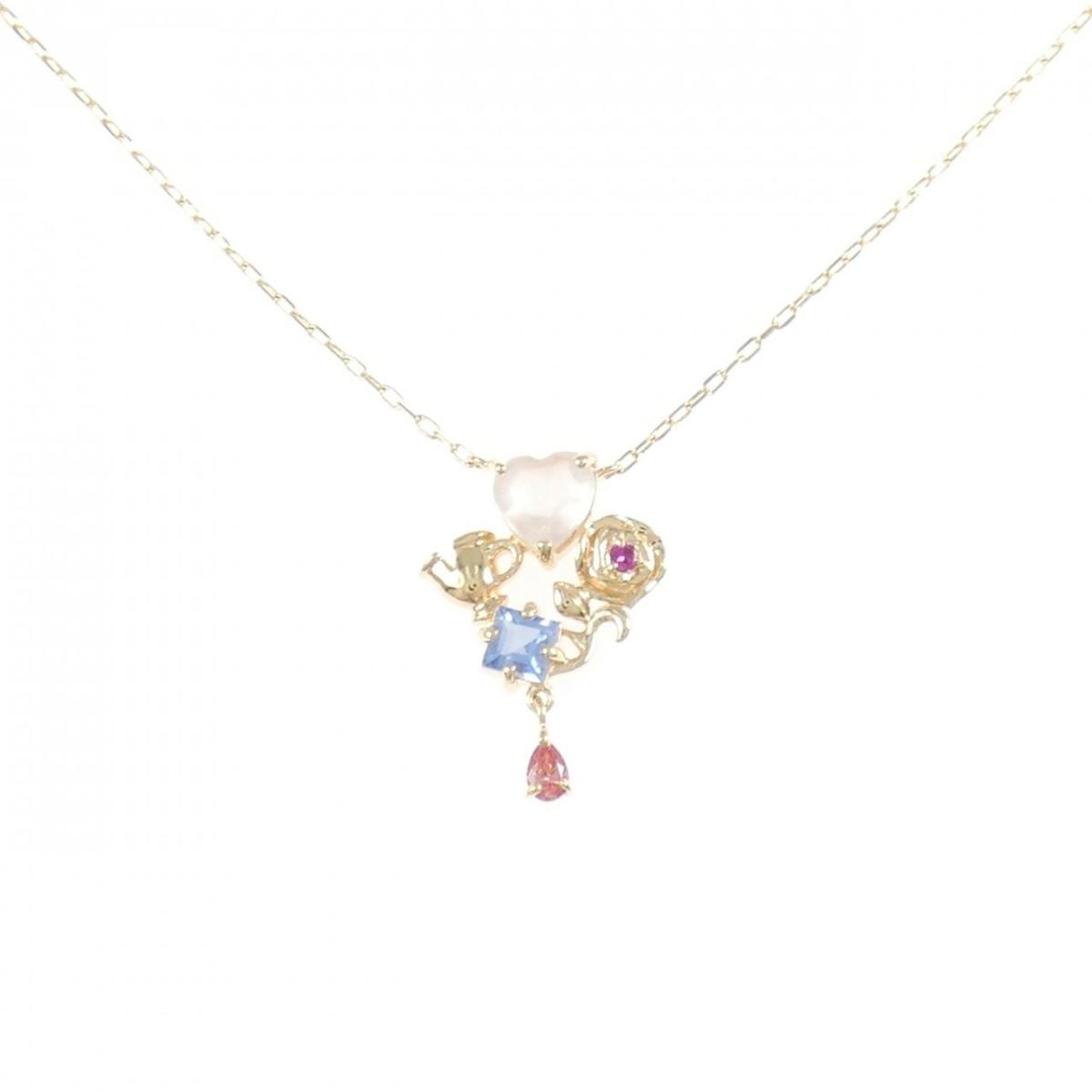 K10YG ハート カラーストーン ネックレス【中古】
