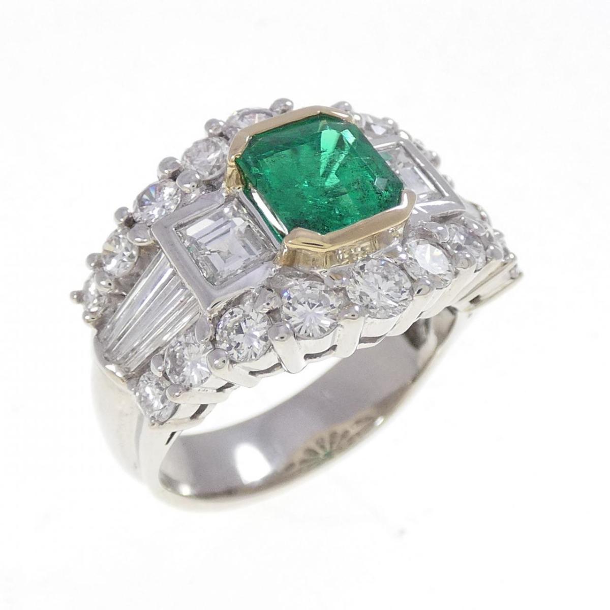 PT900/K18YG エメラルド リング 1.27CT【中古】