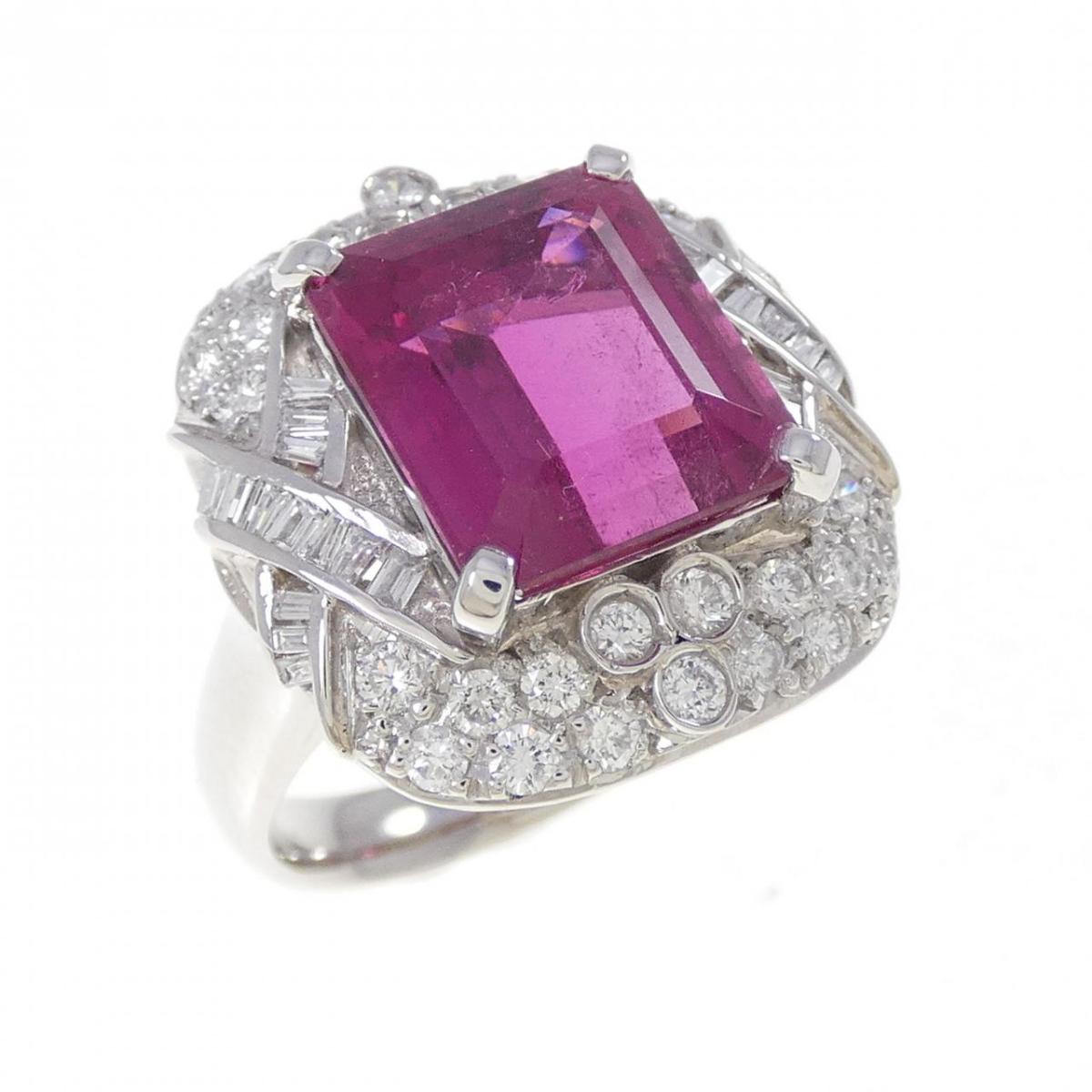 PT900 ルベライトトルマリン リング 5.73CT【中古】