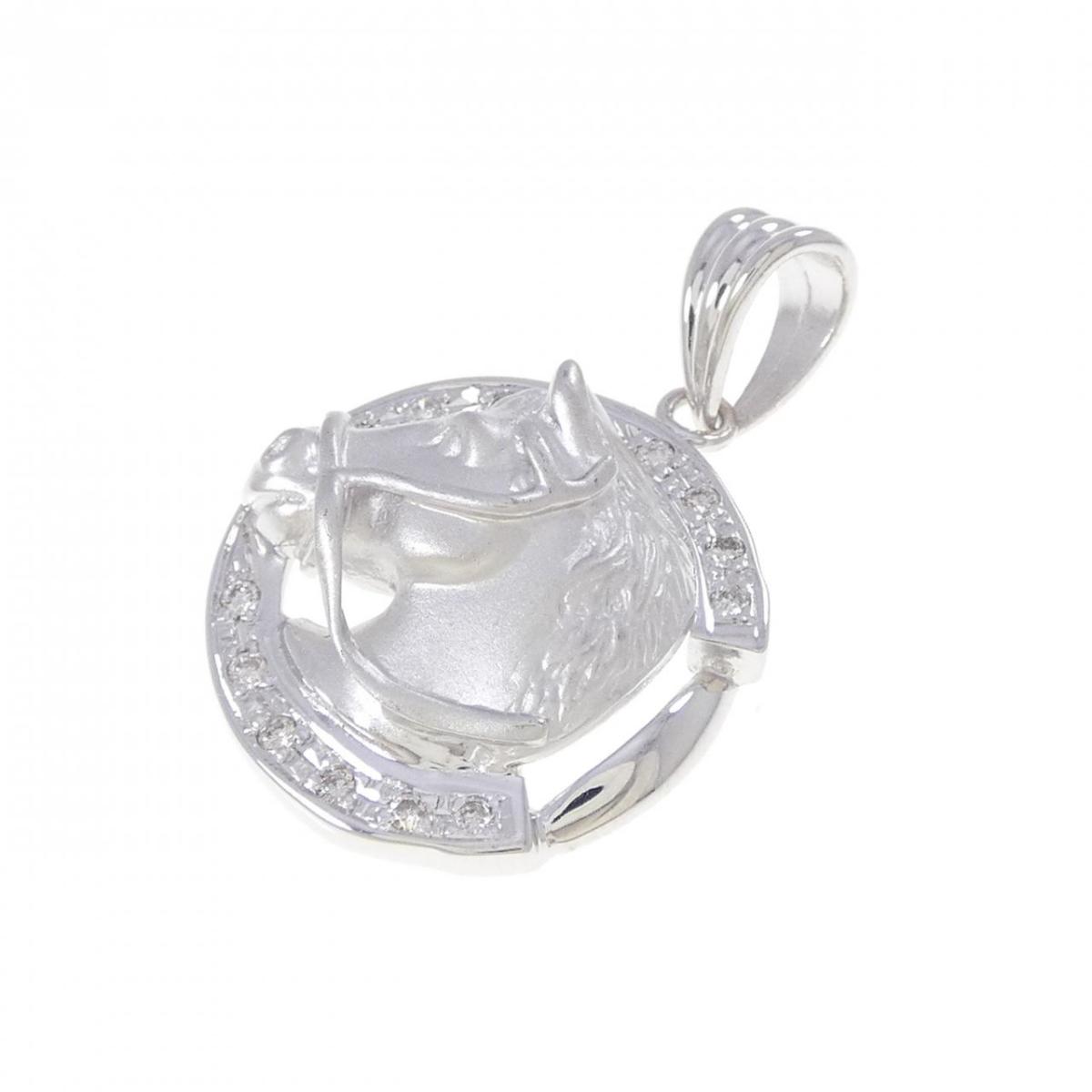 K18WG ホース ダイヤモンド ペンダント 0.13CT【中古】