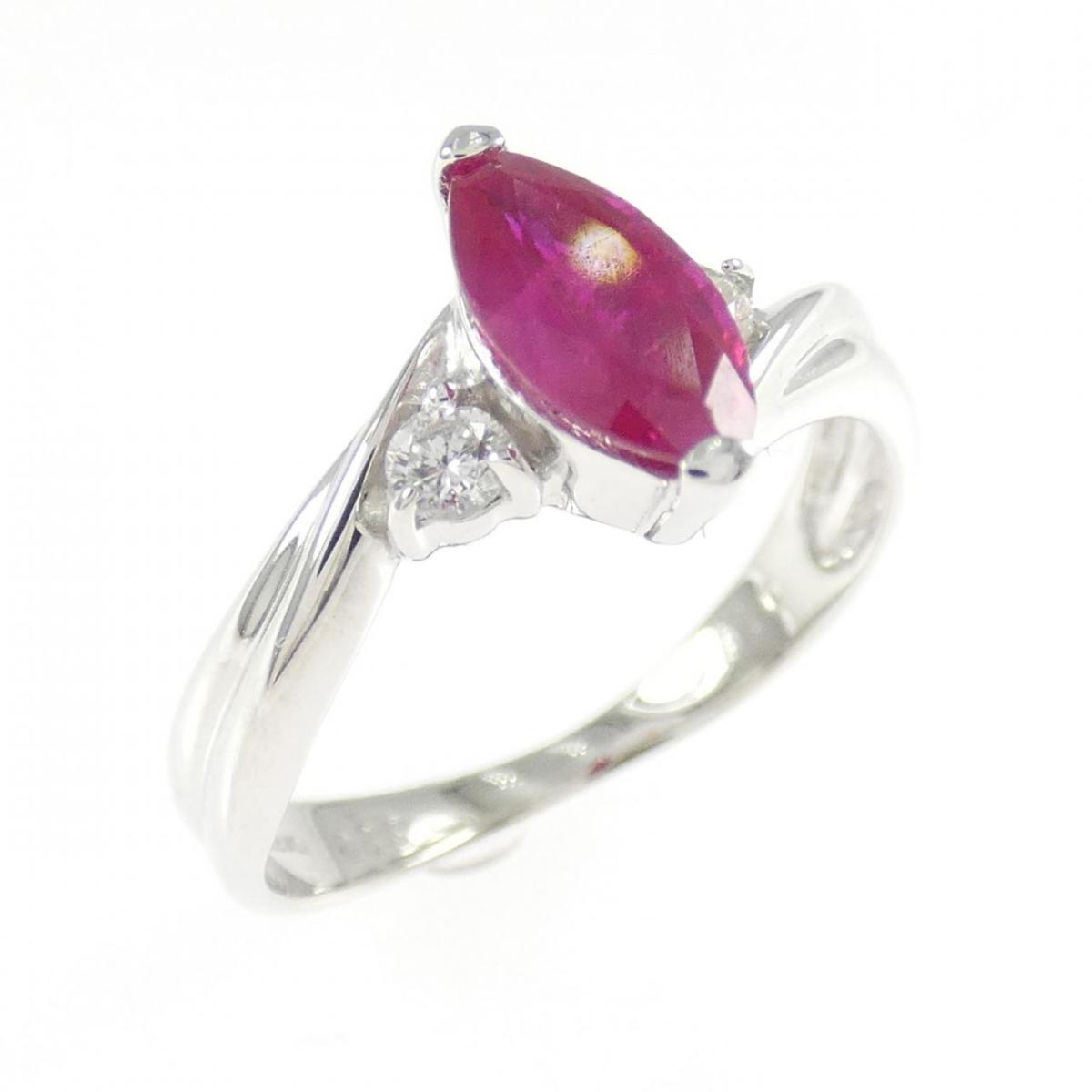 K18WG ルビー リング 0.88CT【中古】