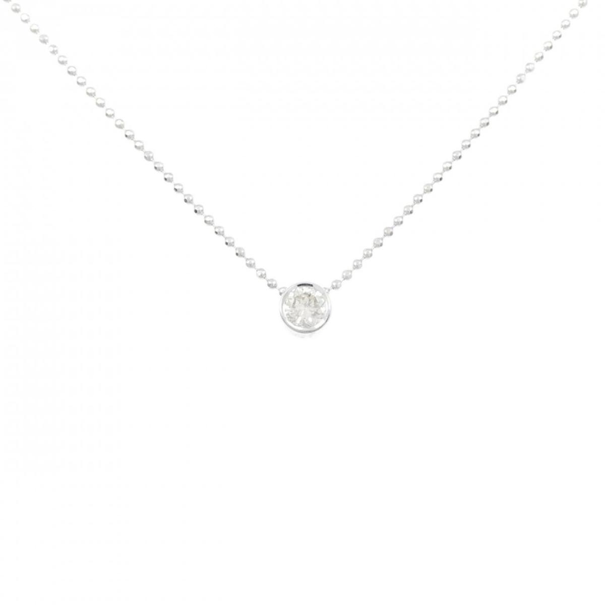 PT850/K18WG ソリティア ダイヤモンド ネックレス 0.21CT【中古】