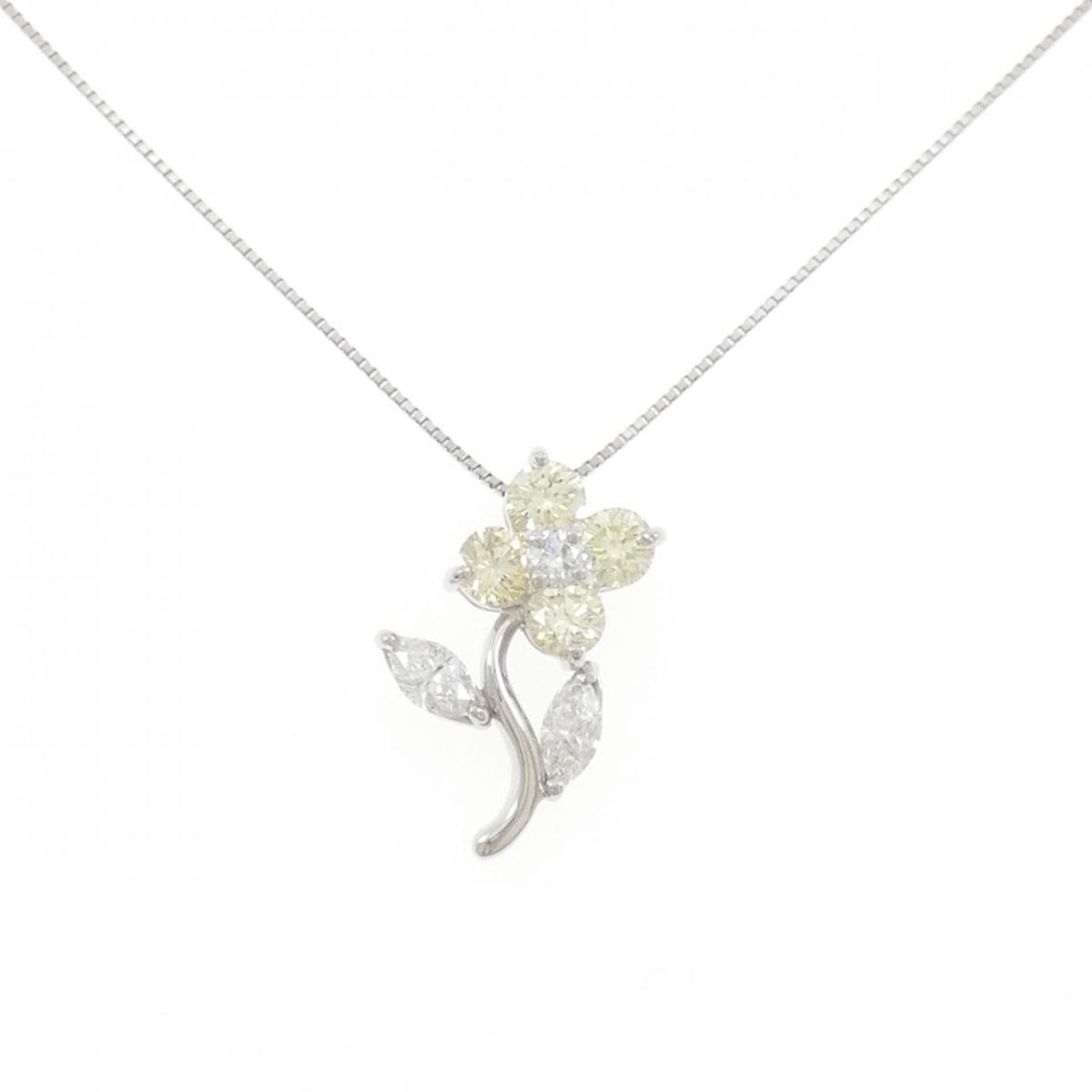 PT900/PT850 フラワー ダイヤモンド ネックレス 1.027CT【中古】