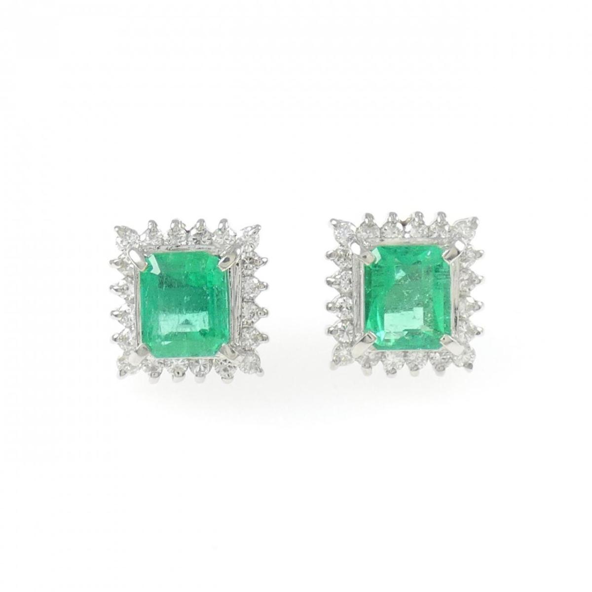 PT/PT900 エメラルド ピアス 1.62CT【中古】