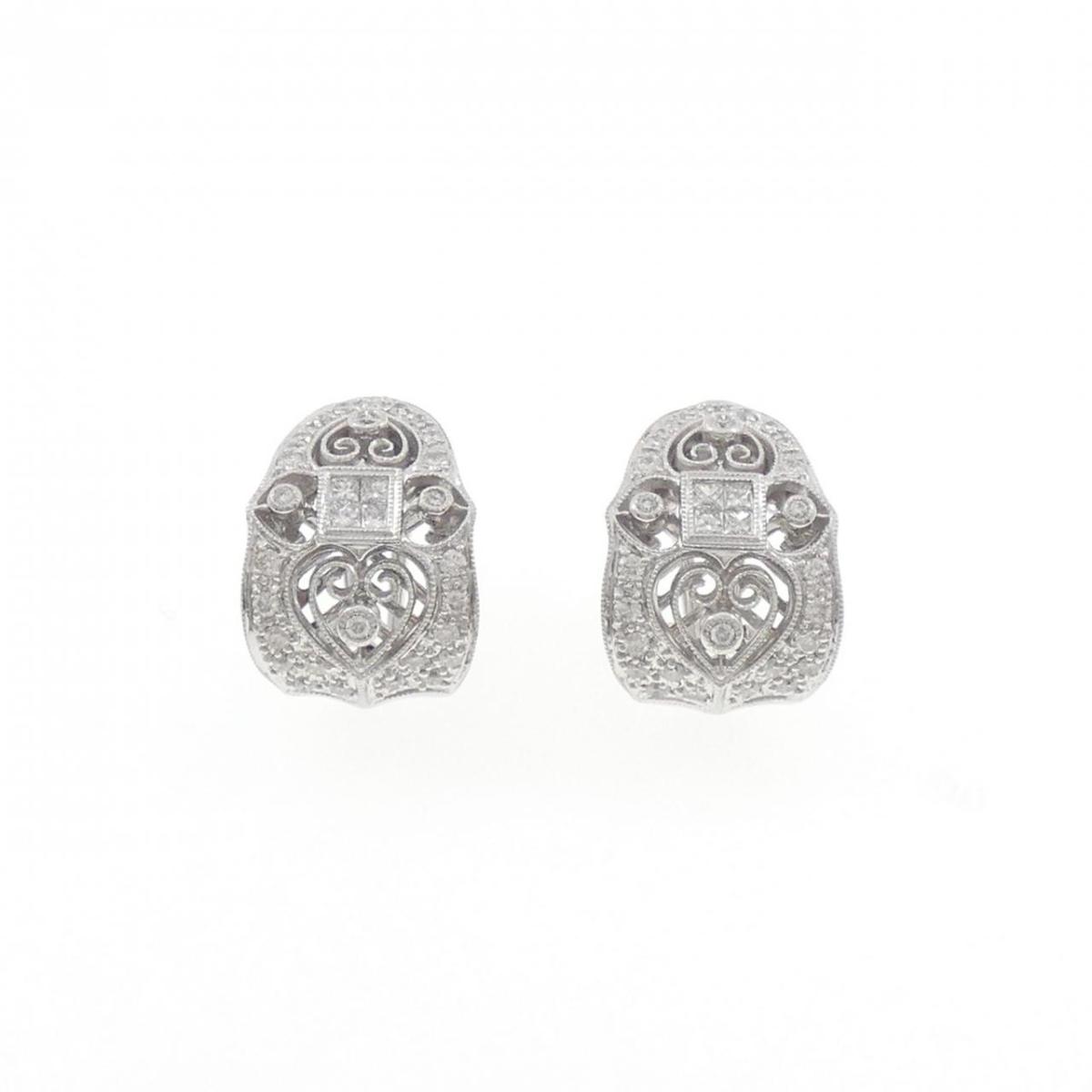 750WG ハート ダイヤモンド ピアス【中古】|KOMEHYO ONLINESTORE 店