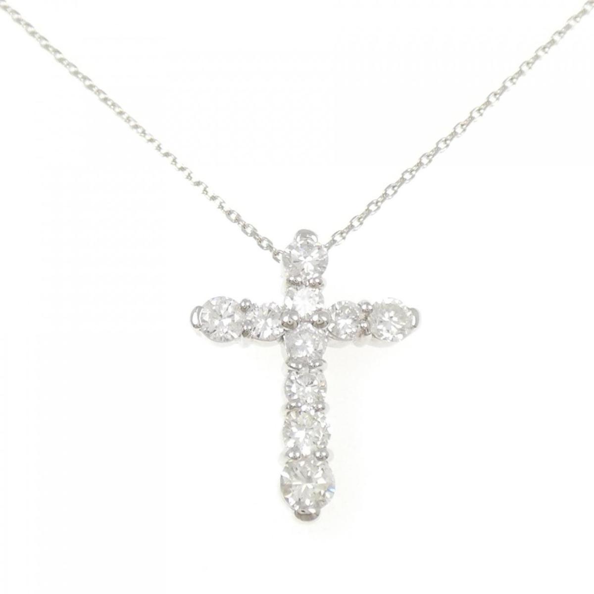 PT900/PT850 クロス ダイヤモンド ネックレス 1.03CT【中古】