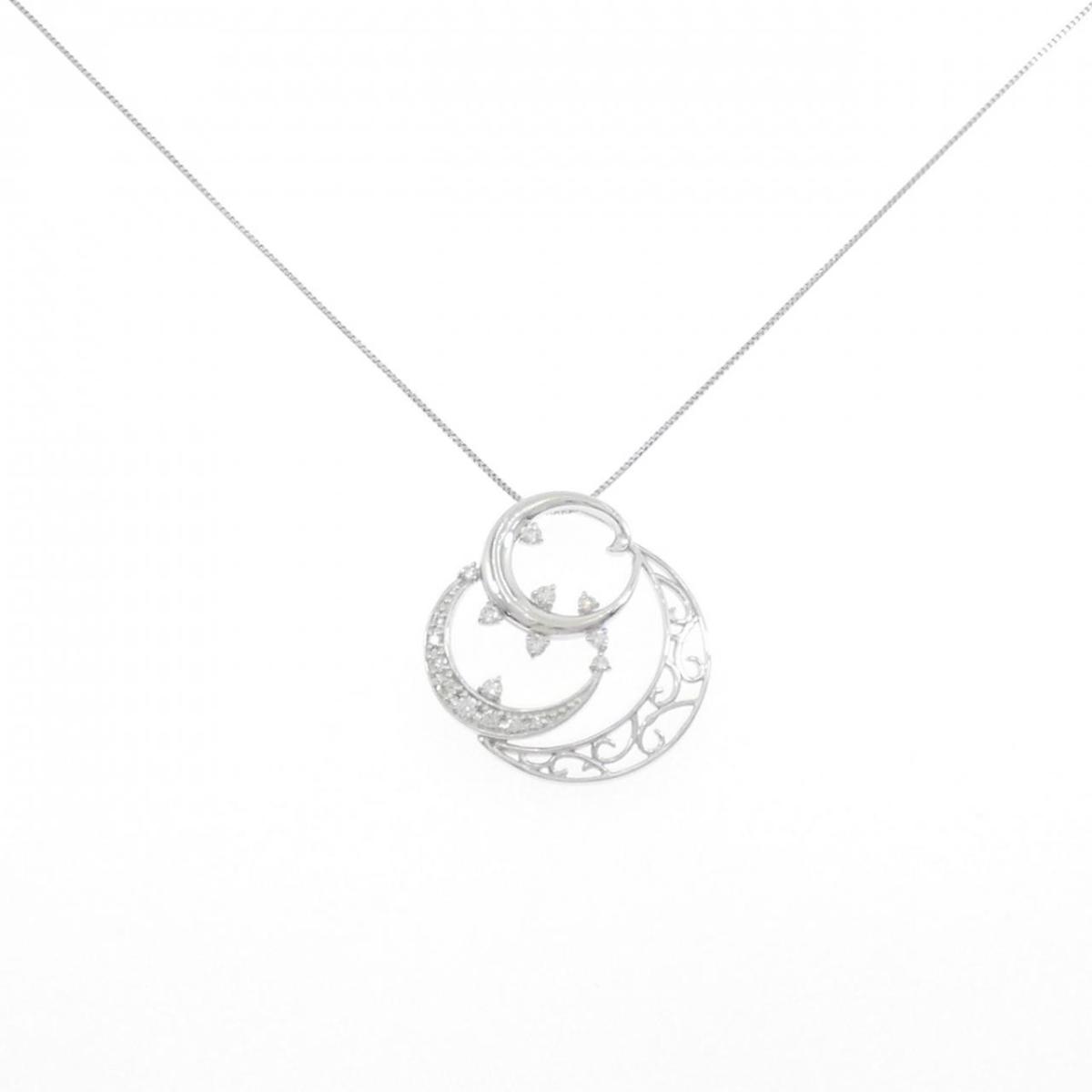 K18WG ムーン ダイヤモンド ネックレス 0.20CT【中古】