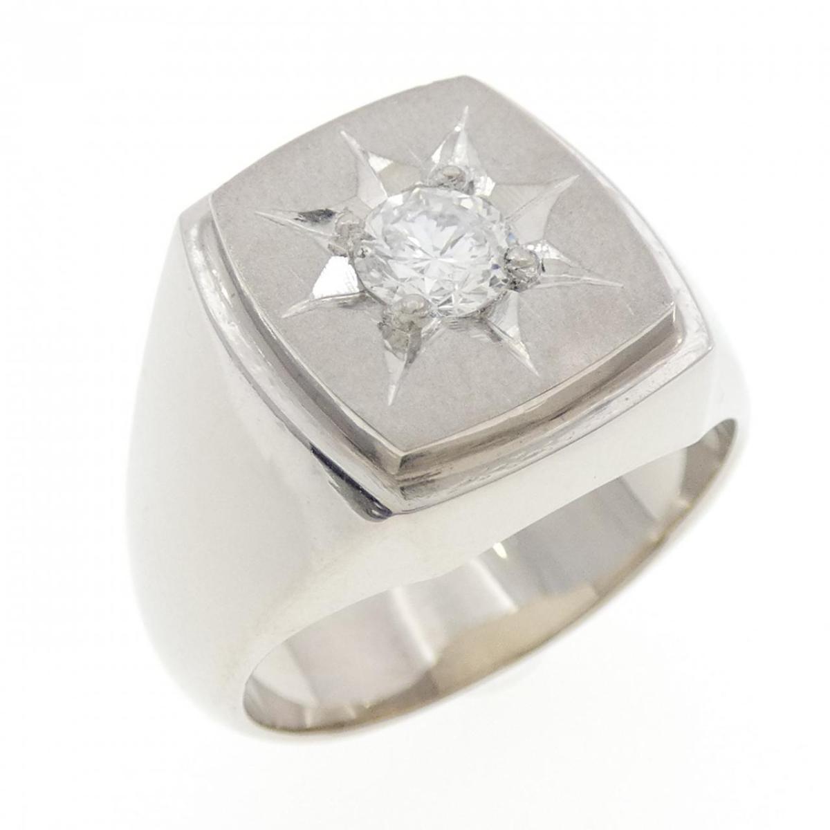 PT900 印台 ダイヤモンド リング 0.35CT【中古】