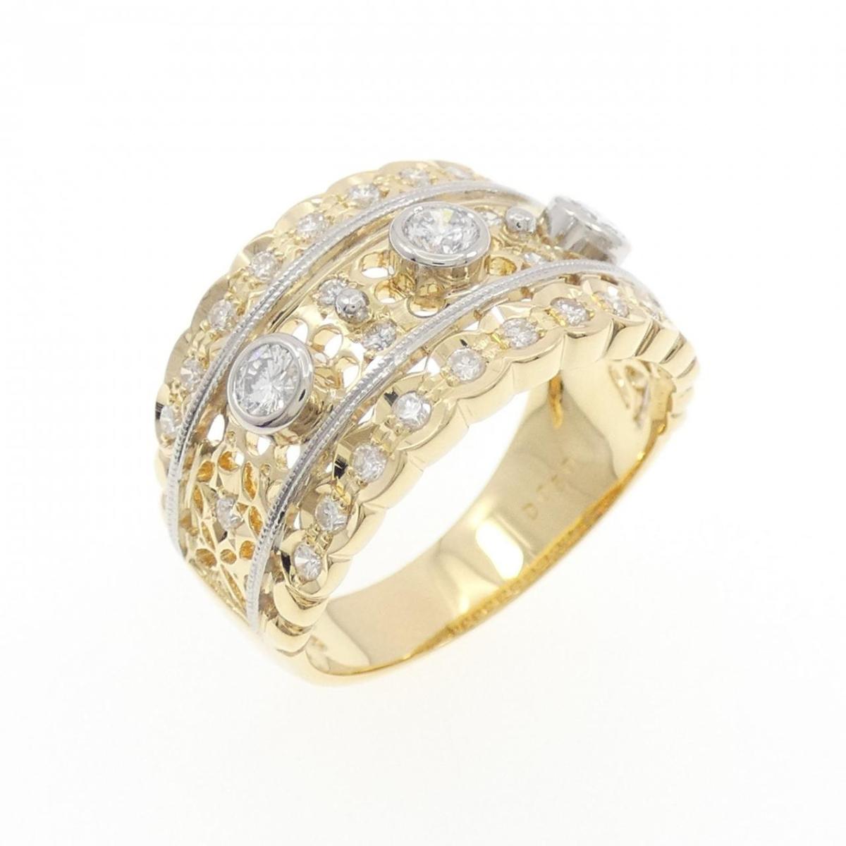 K18YG/PT900 ダイヤモンド リング 0.50CT【中古】