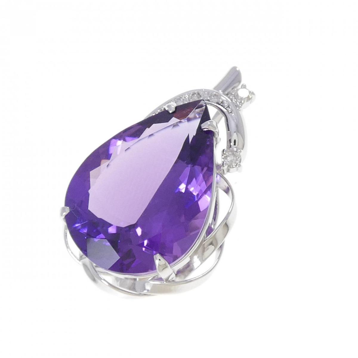 K18WG アメジスト ペンダント 13.76CT【中古】