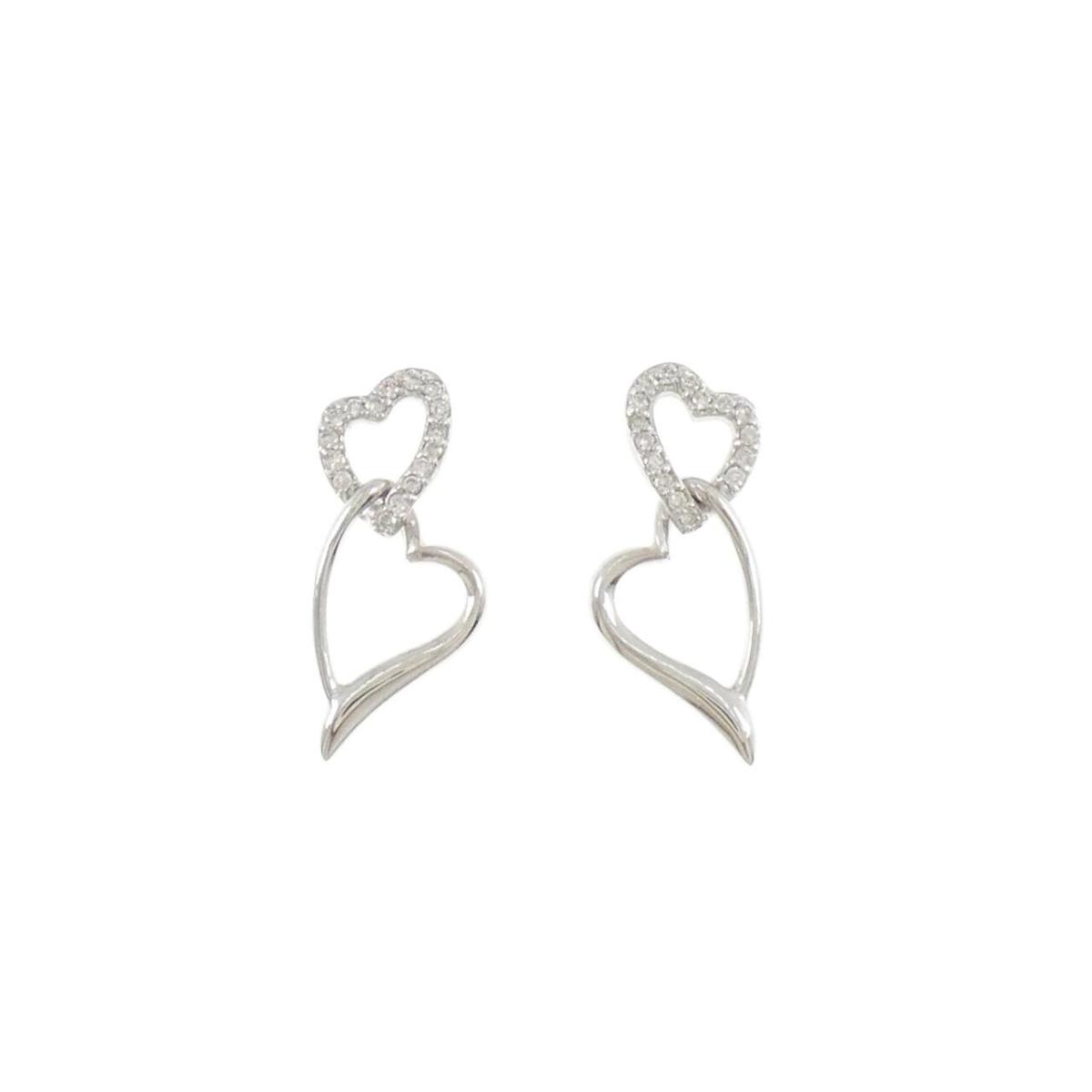 K18WG ハート ダイヤモンド ピアス 0.20CT【中古】