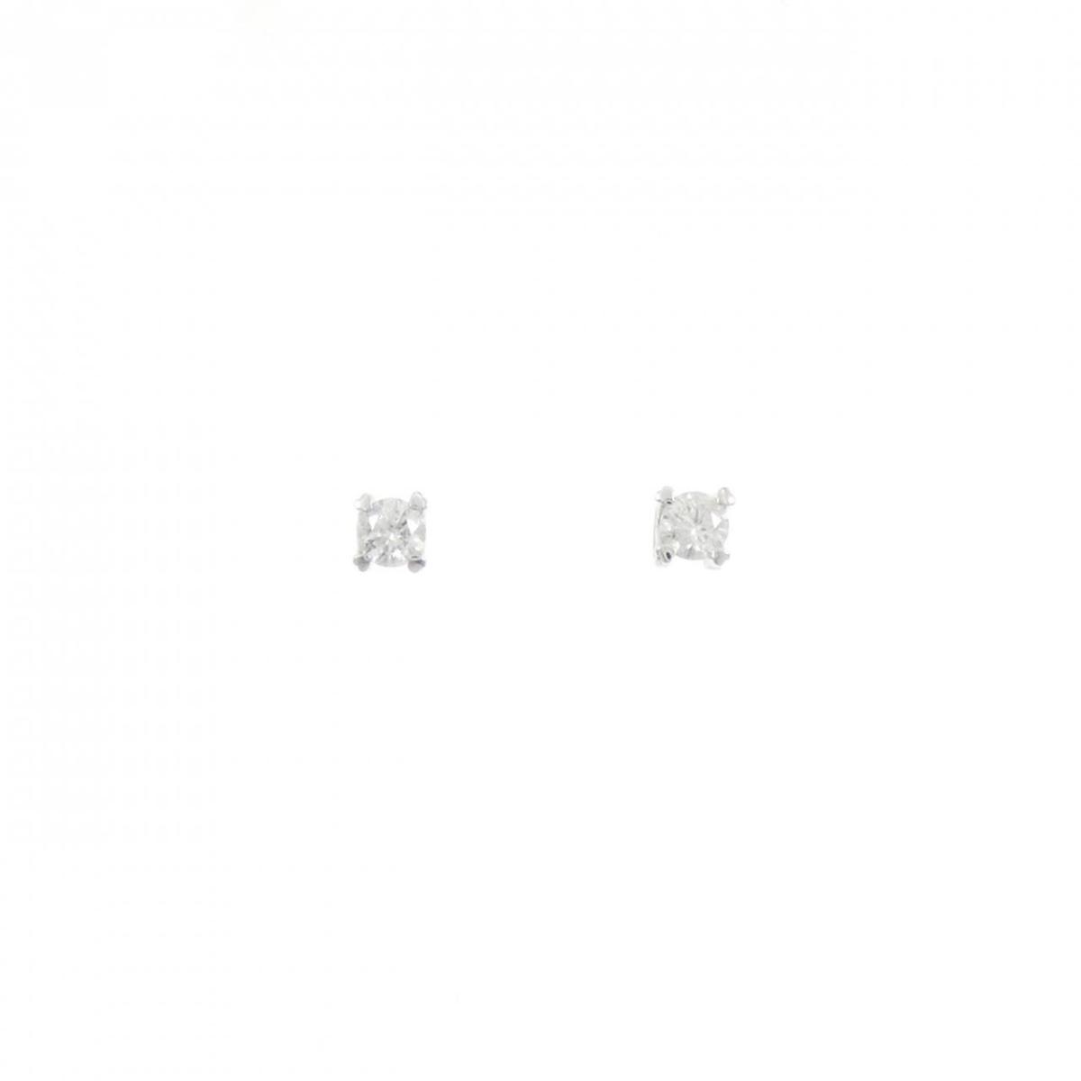 K18WG ソリティア ダイヤモンド ピアス 0.30CT【中古】