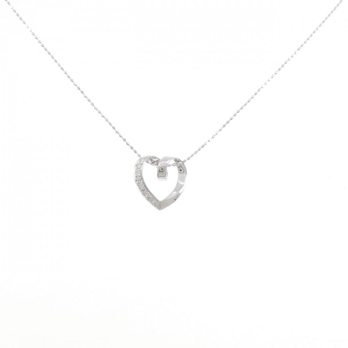 K18WG ハート ダイヤモンド ネックレス 0.07CT【中古】