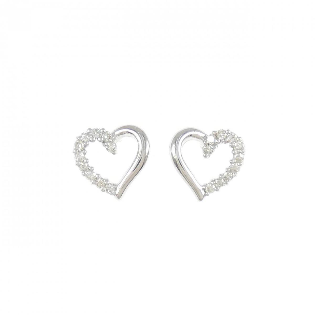 K18WG ハート ダイヤモンド ピアス 0.20CT【中古】|KOMEHYO ONLINESTORE 店