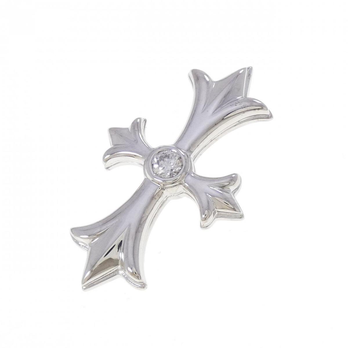 K18WG クロス ダイヤモンド ペンダント 0.302CT【中古】
