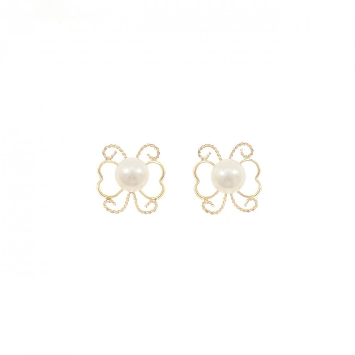 K18YG バタフライ アコヤパール ピアス 5.2mm【中古】