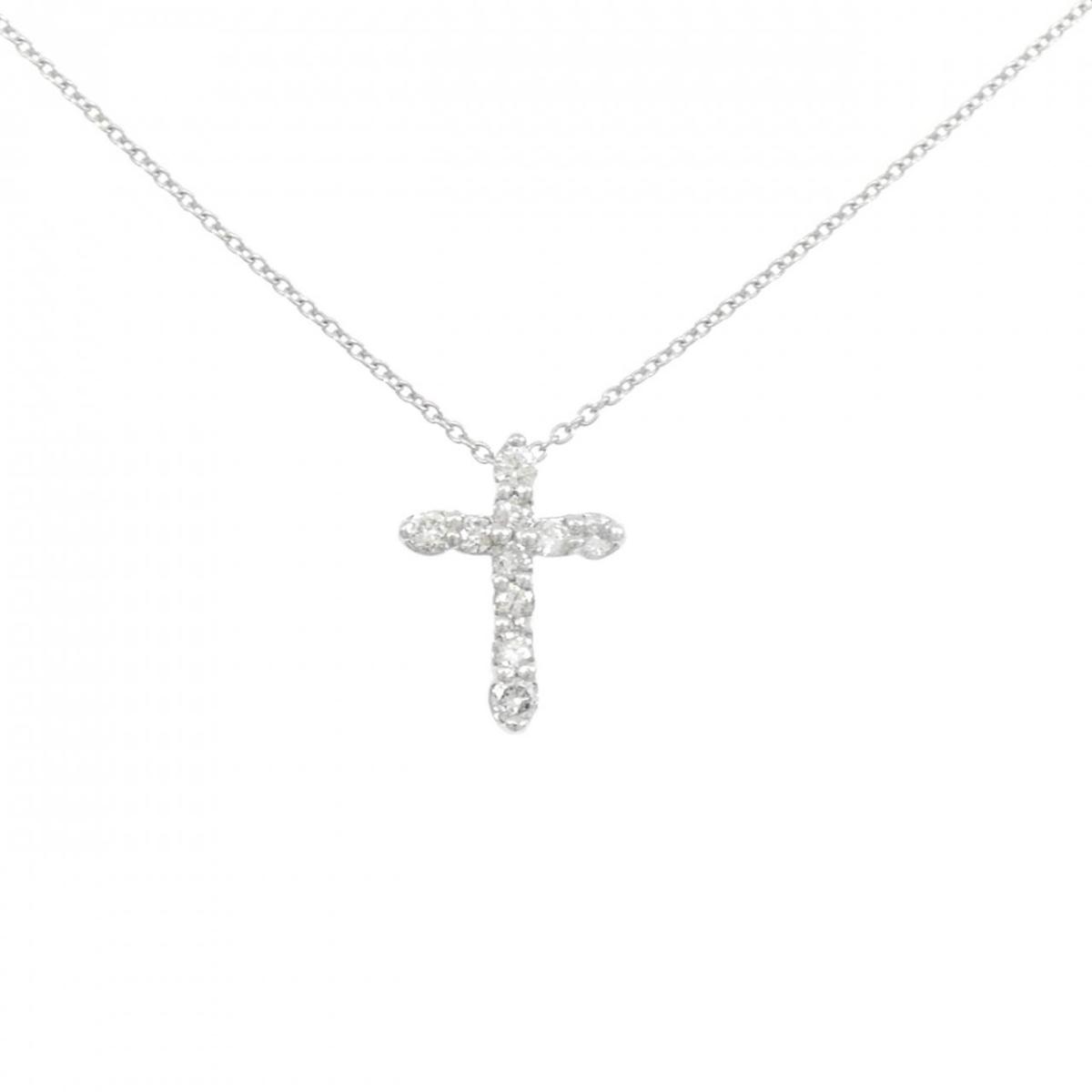 PT900/PT850 クロス ダイヤモンド ネックレス 0.30CT【中古】
