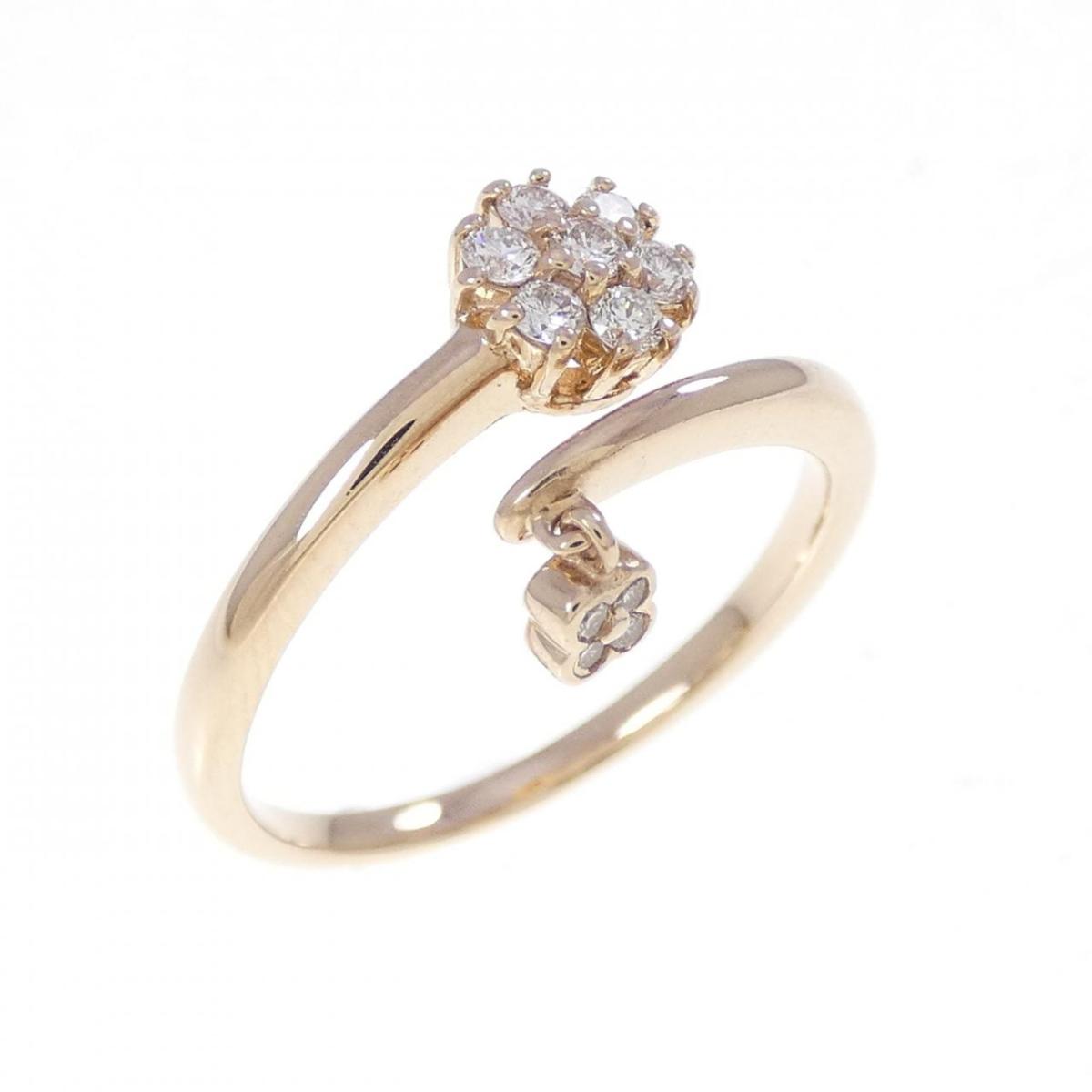 K18PG フラワー ダイヤモンド リング 0.14CT【中古】