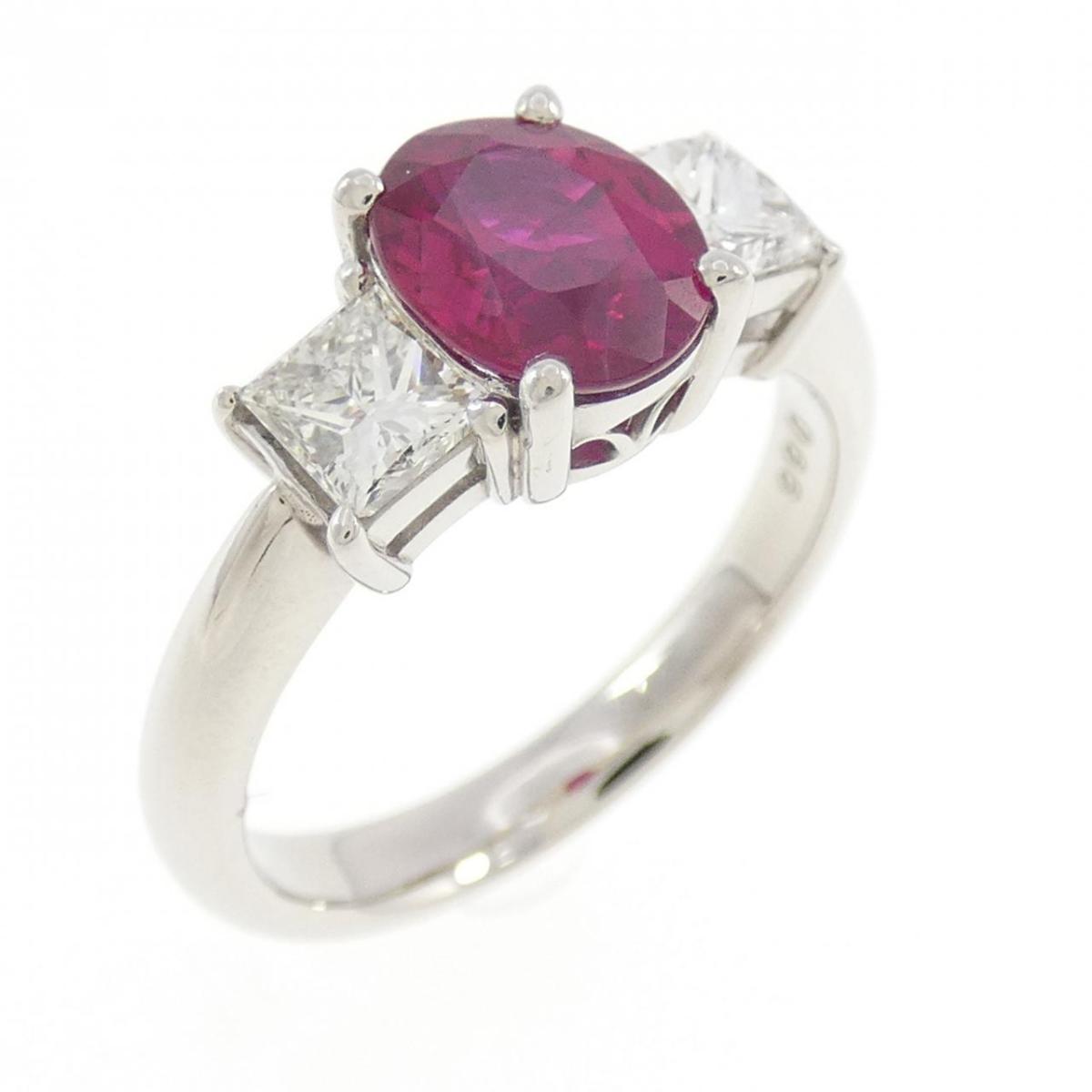 PT900 ルビー リング 1.31CT ビルマ産【中古】