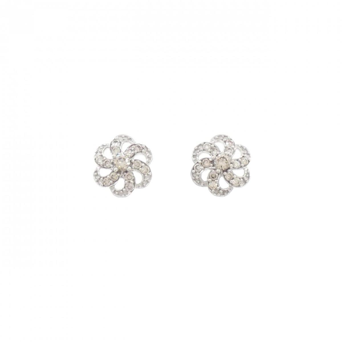K18WG フラワー ダイヤモンド ピアス【中古】|KOMEHYO ONLINESTORE 店