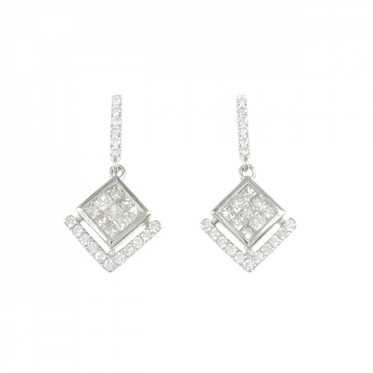 K18WG ダイヤモンド ピアス 0.74CT【中古】