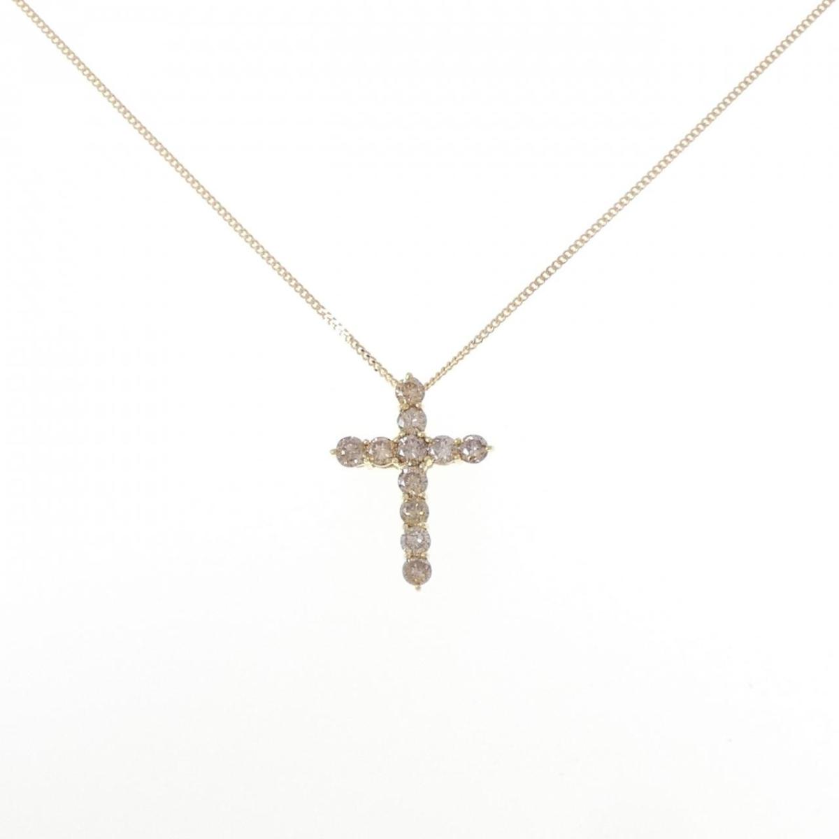 K18YG クロス ダイヤモンド ネックレス 1.00CT【中古】