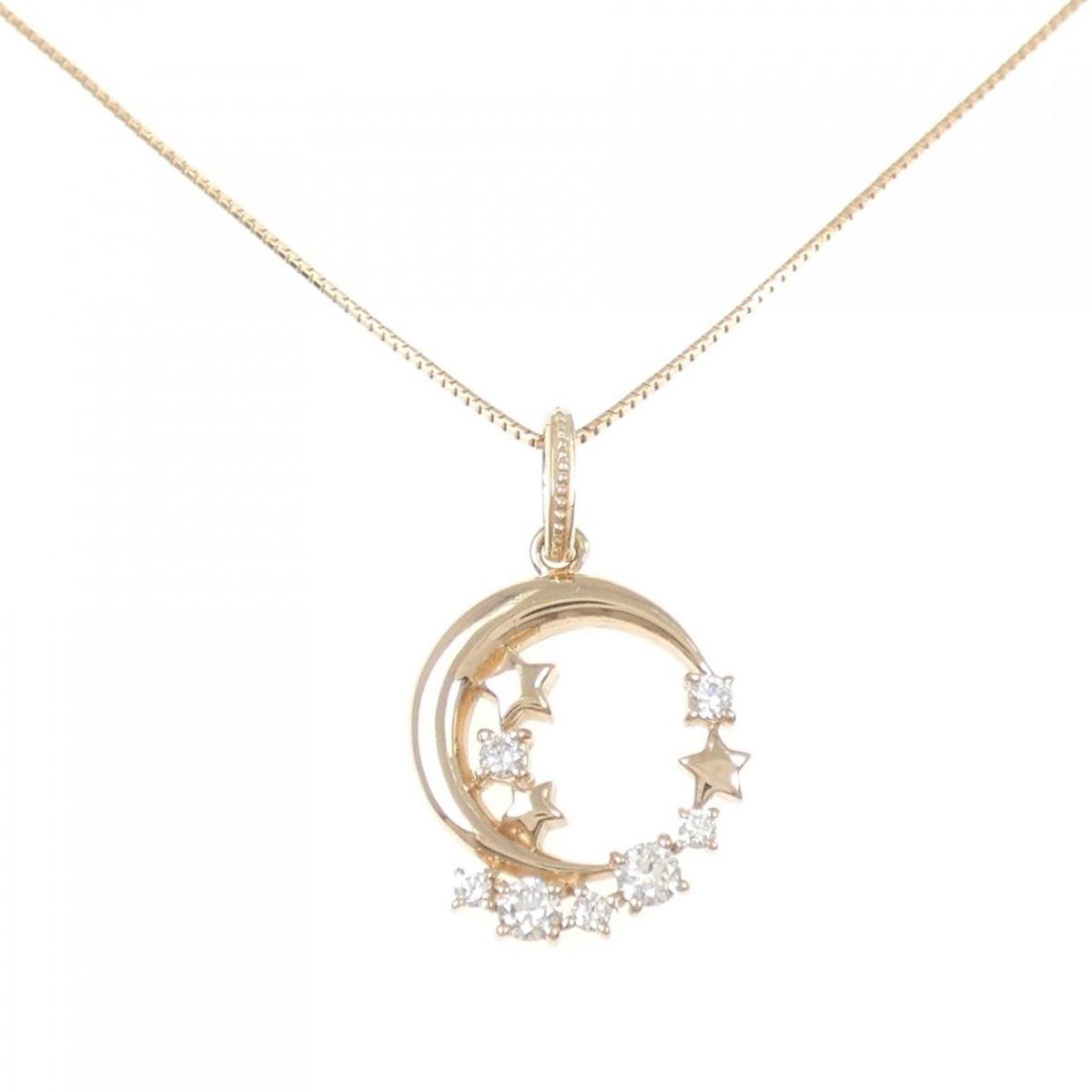 K18PG ムーン×スター ダイヤモンド ネックレス 0.17CT【中古】|KOMEHYO ONLINESTORE 店