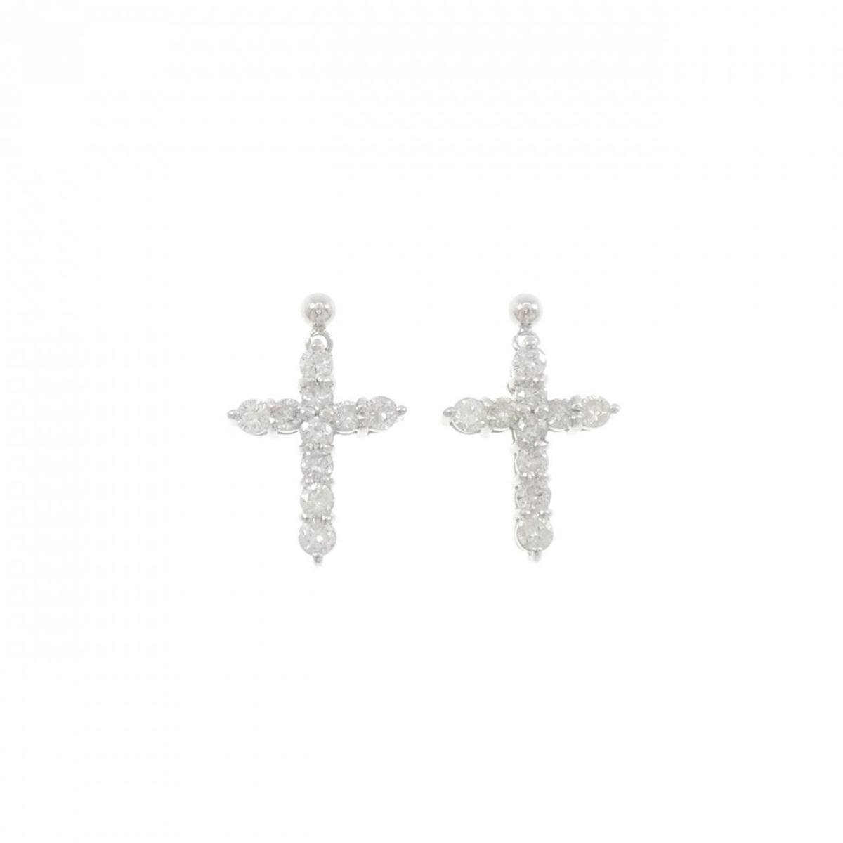 PT900 クロス ダイヤモンド ピアス 1.00CT【中古】|KOMEHYO ONLINESTORE 店
