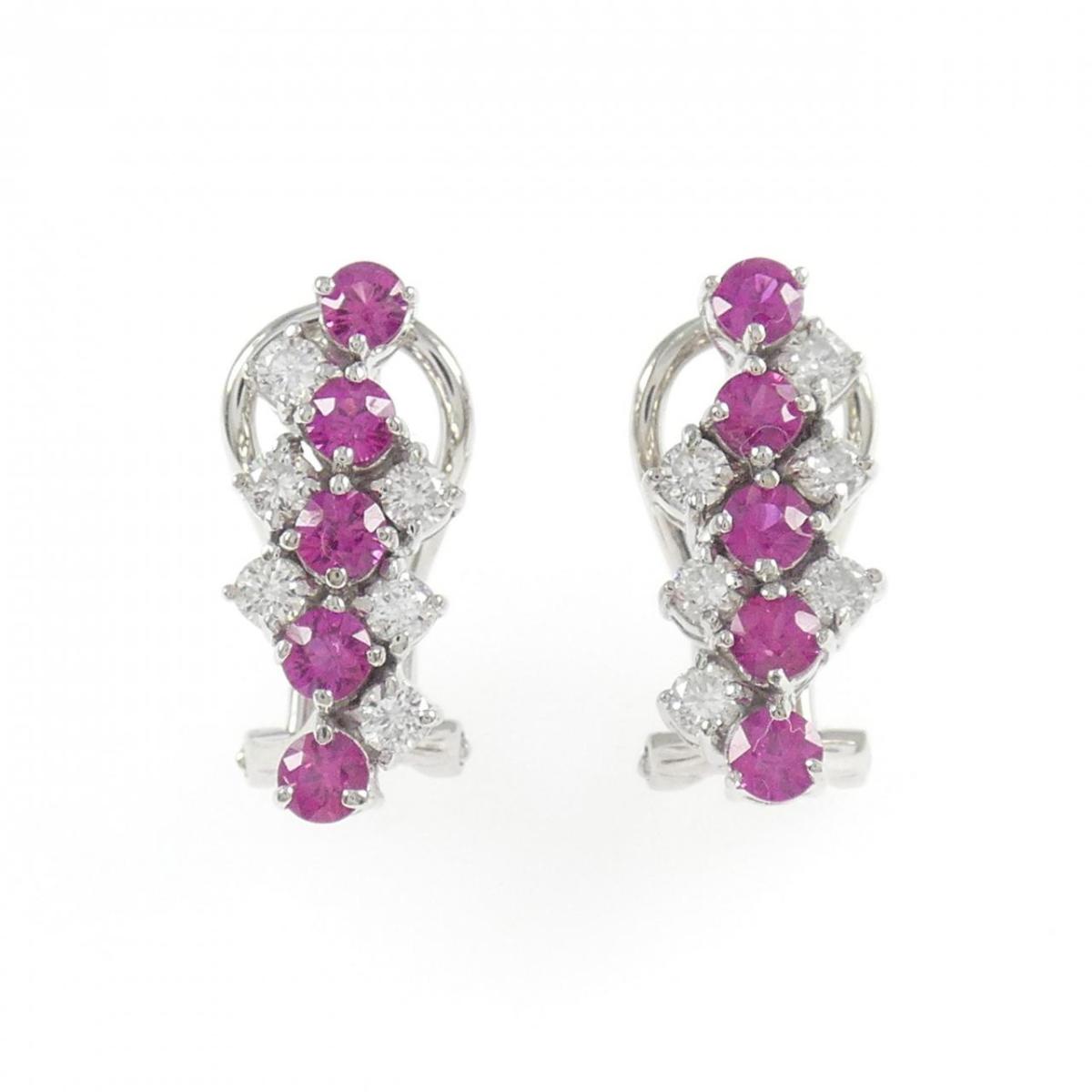 750WG ルビー ピアス/イヤリング 1.06CT【中古】