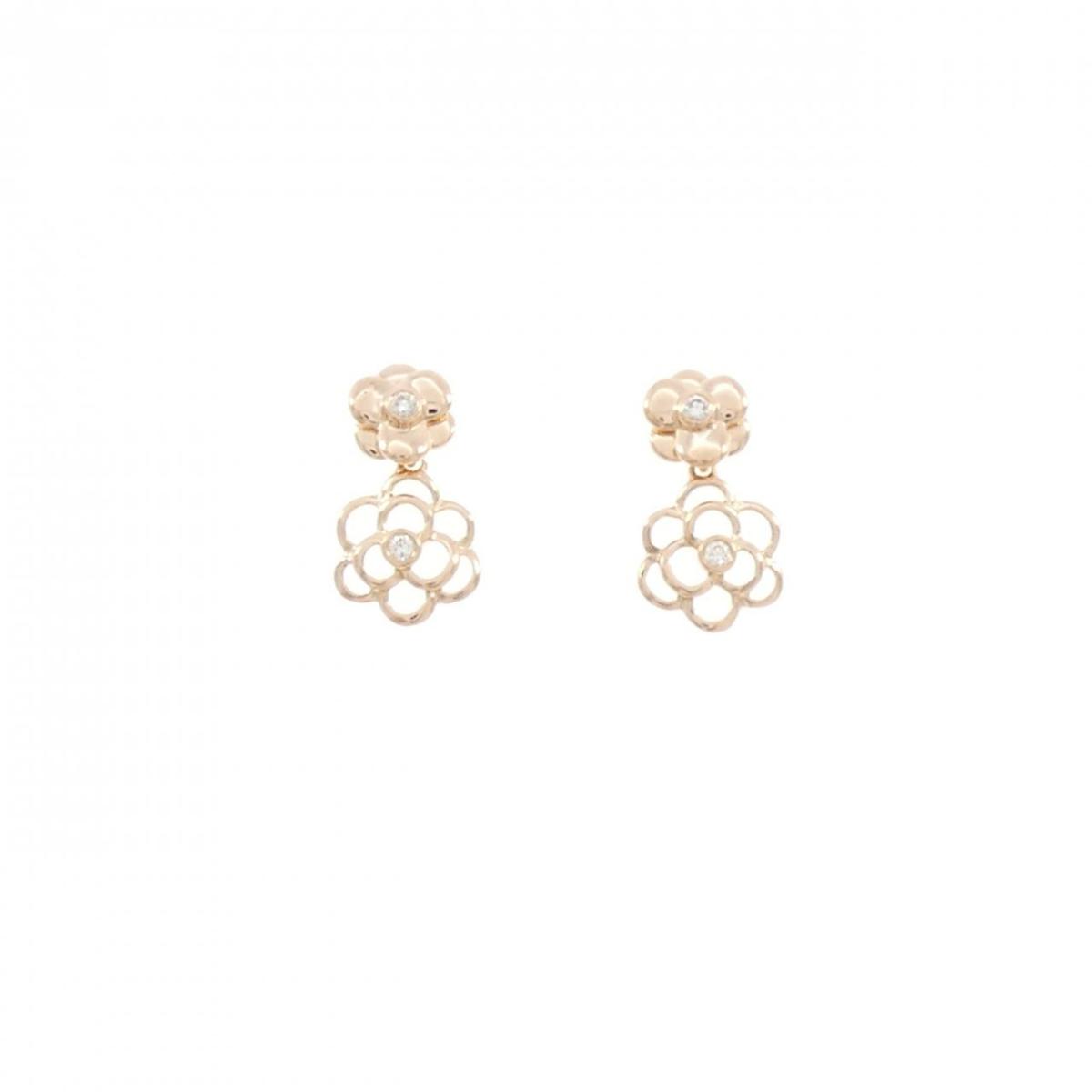 K18PG/750PG フラワー ダイヤモンド ピアス 0.04CT【中古】｜KOMEHYO ONLINESTORE 店 71,830円