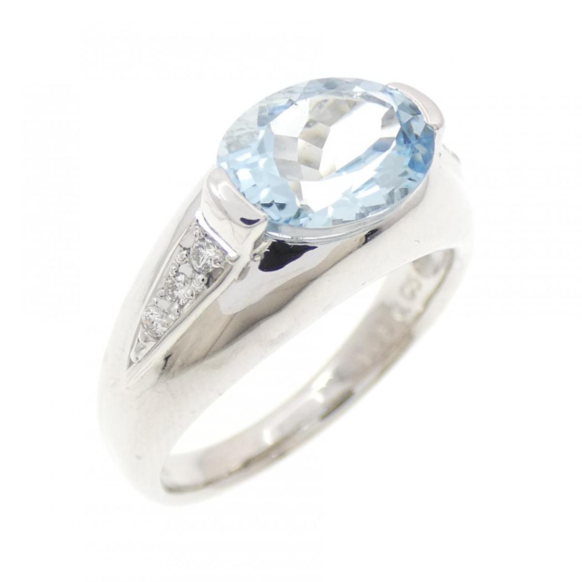 K18WG アクアマリン リング 1.85CT【中古】