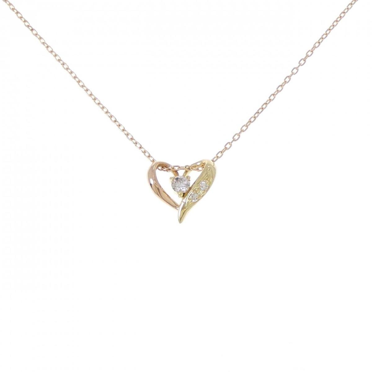 K18PG/K18YG ハート ダイヤモンド ネックレス 0.10CT【中古】