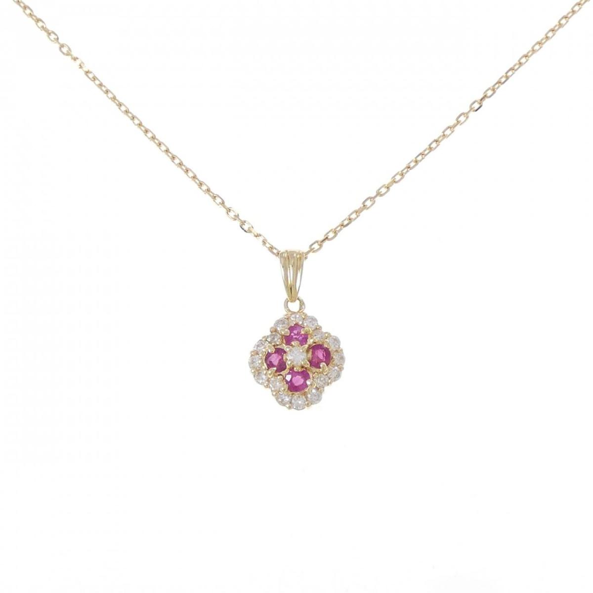 K18YG フラワー ルビー ネックレス【中古】|KOMEHYO ONLINESTORE 店
