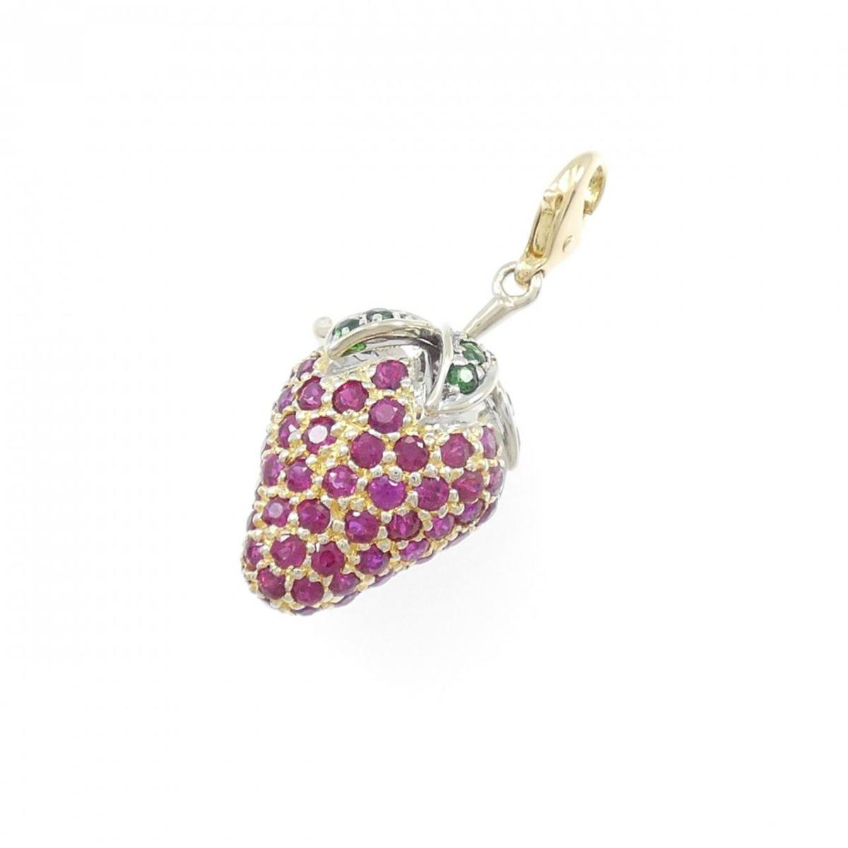 K18YG/K18WG ストロベリー ルビー チャーム 2.11CT【中古】