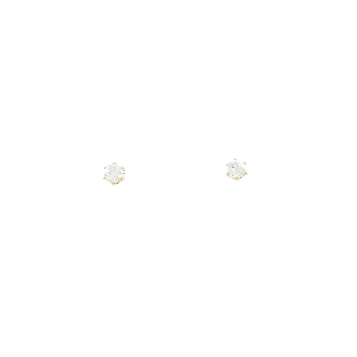 K18YG ソリティア ダイヤモンド ピアス 0.10CT【中古】