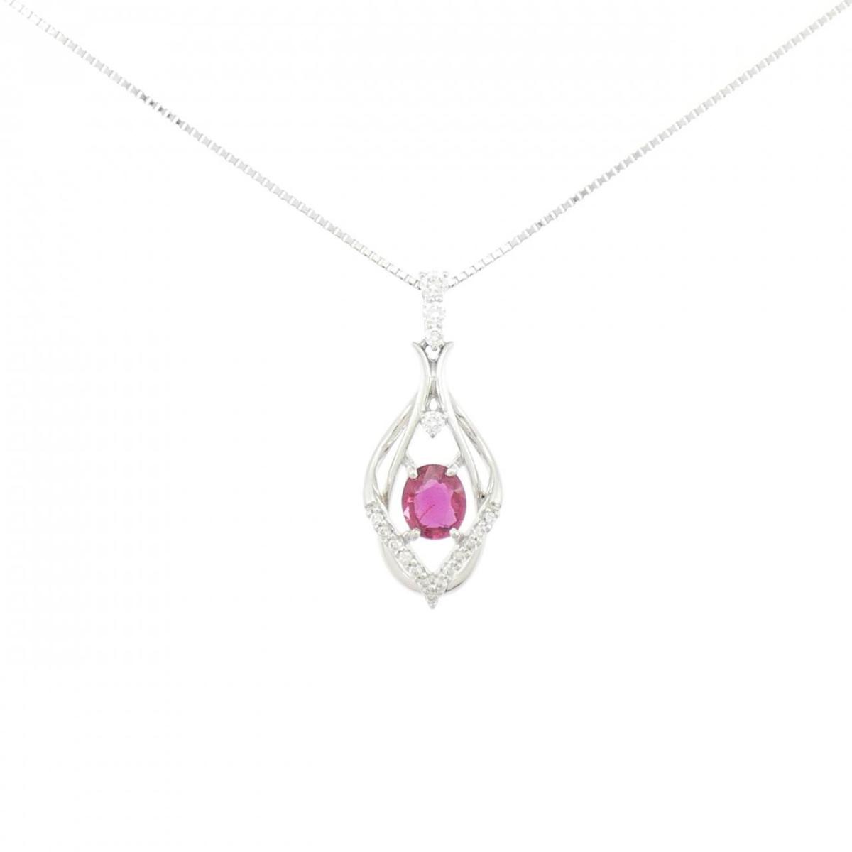 PT900/PT850 ルビー ネックレス 0.60CT【中古】