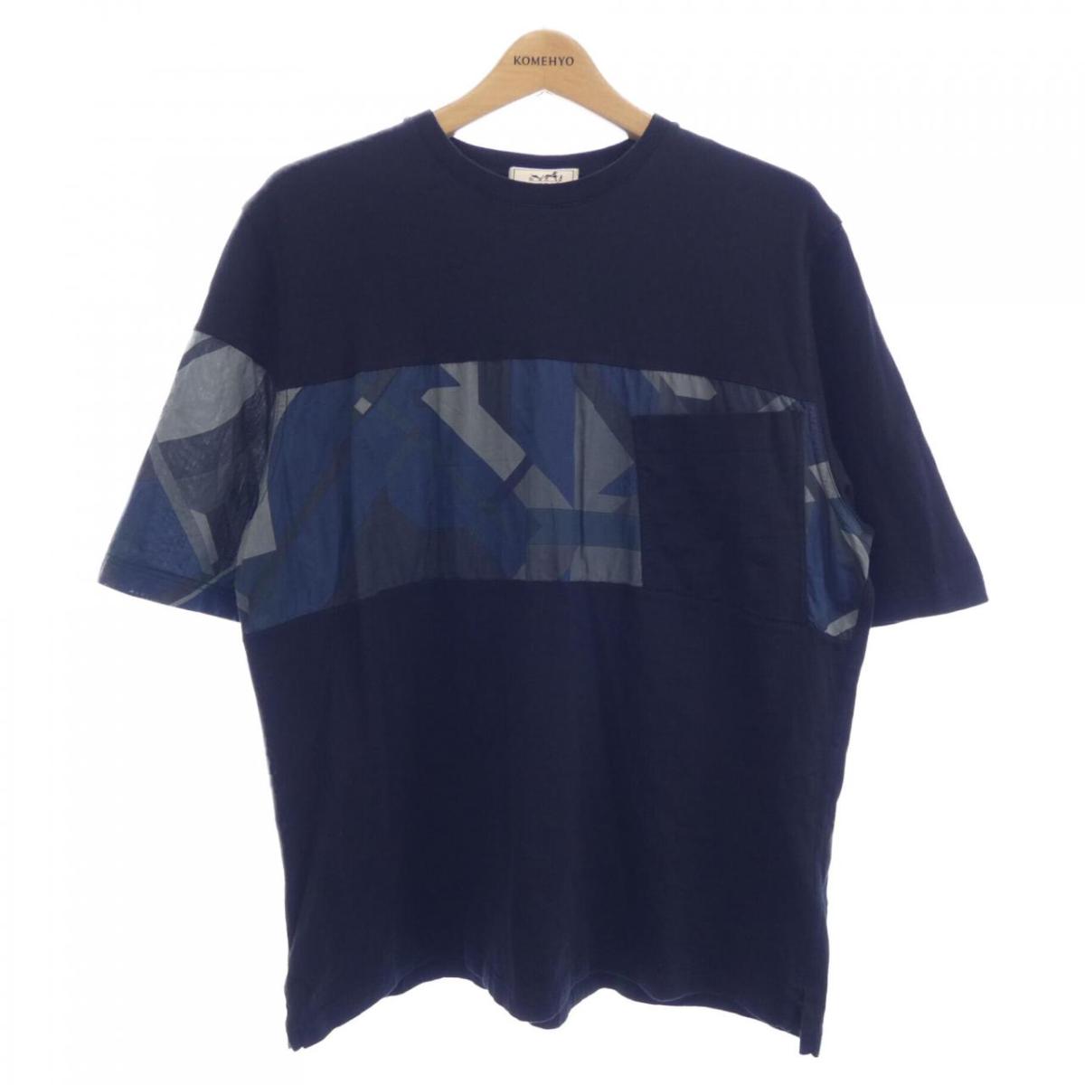 エルメス HERMES プリントストライプポケット *31-5758. Tシャツ【中古】