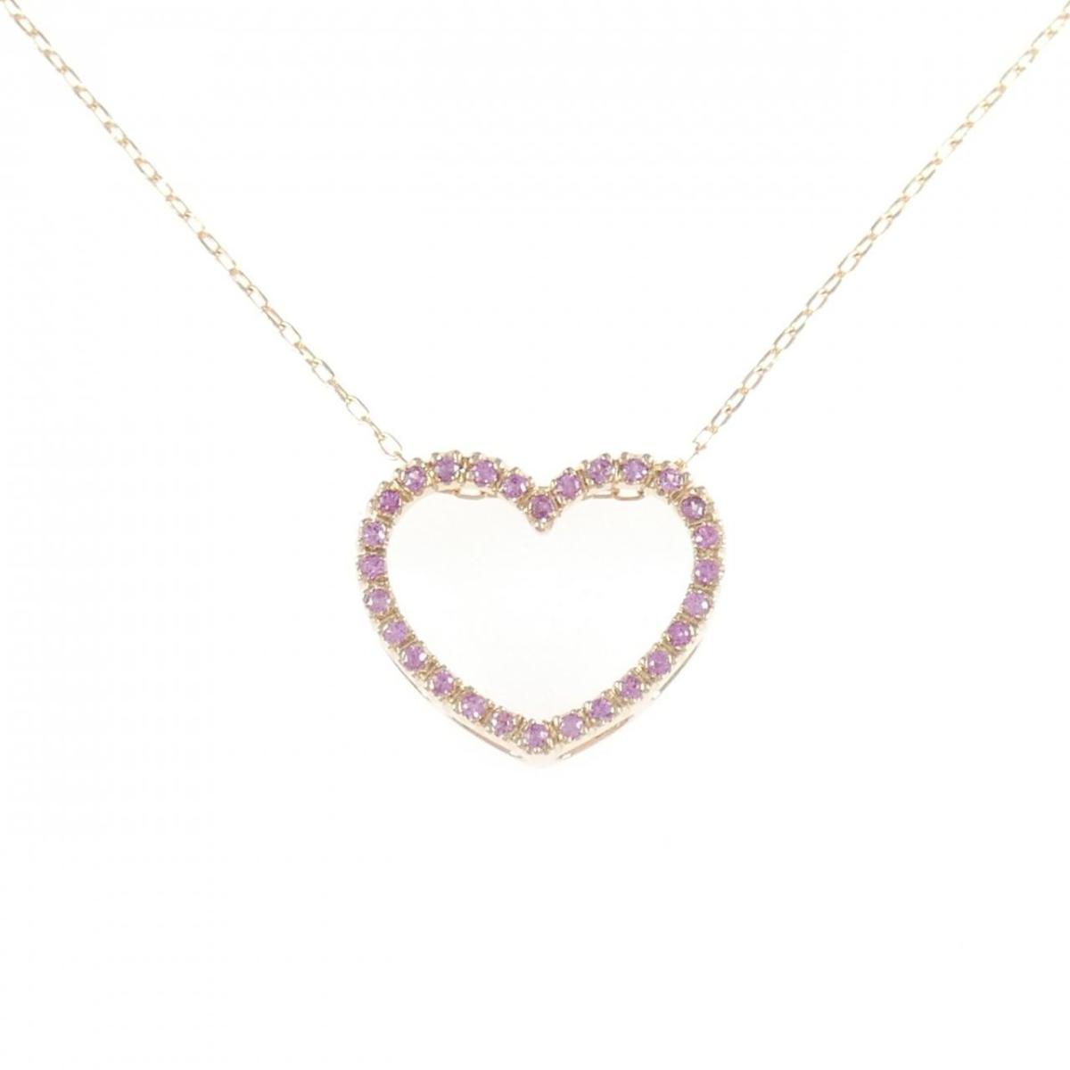 K18PG ハート サファイヤ ネックレス 0.28CT【中古】