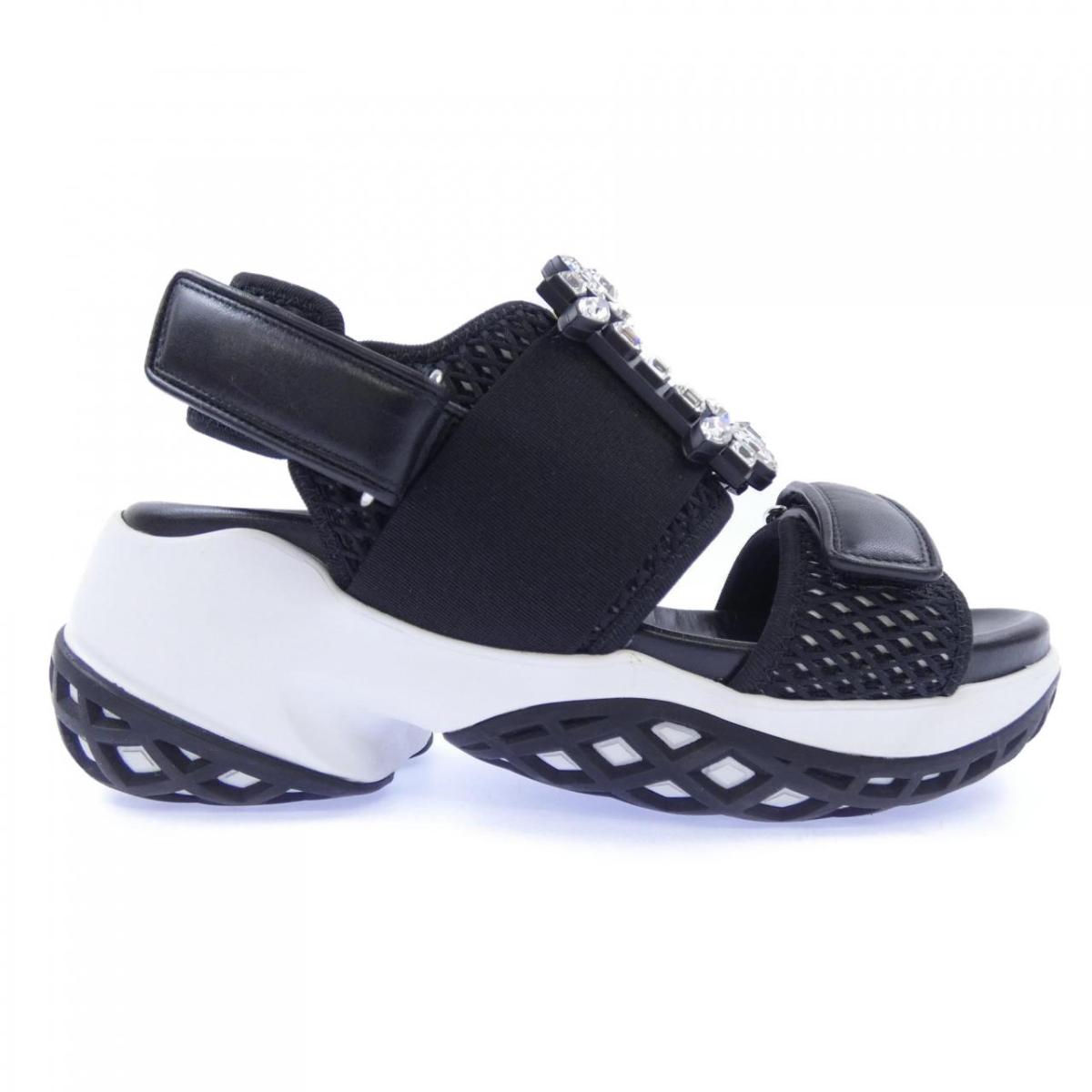 ロジェヴィヴィエ ROGER VIVIER ヴィヴ ラン ストラス バックル サンダル【中古】