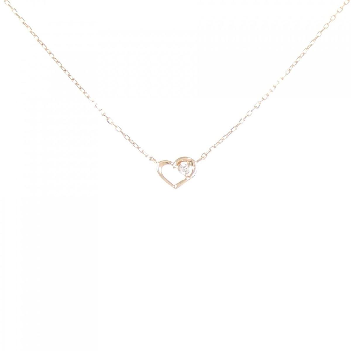 K10PG ハート ダイヤモンド ネックレス【中古】 10,200円