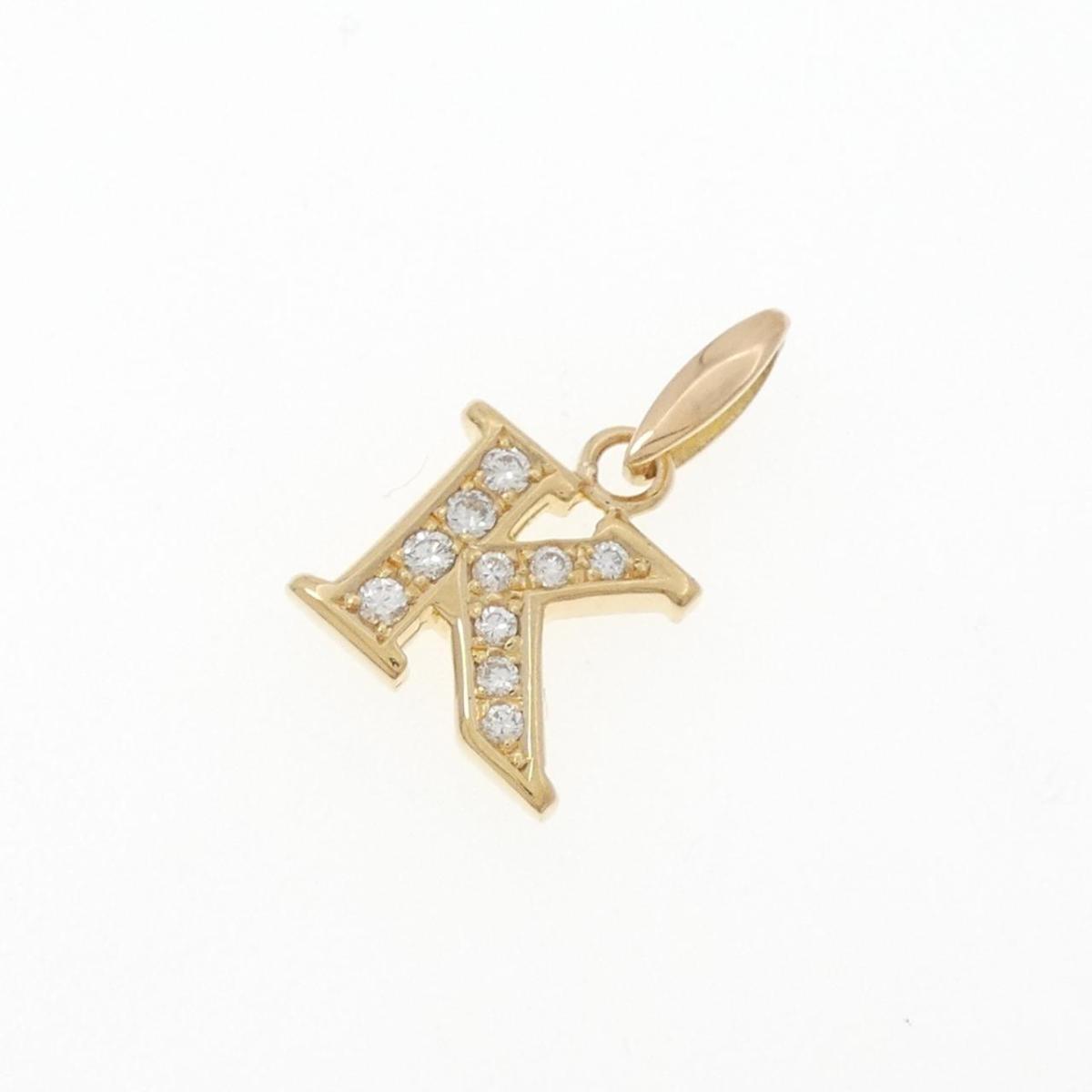 K18YG イニシャルK ダイヤモンド ペンダント 0.15CT【中古】