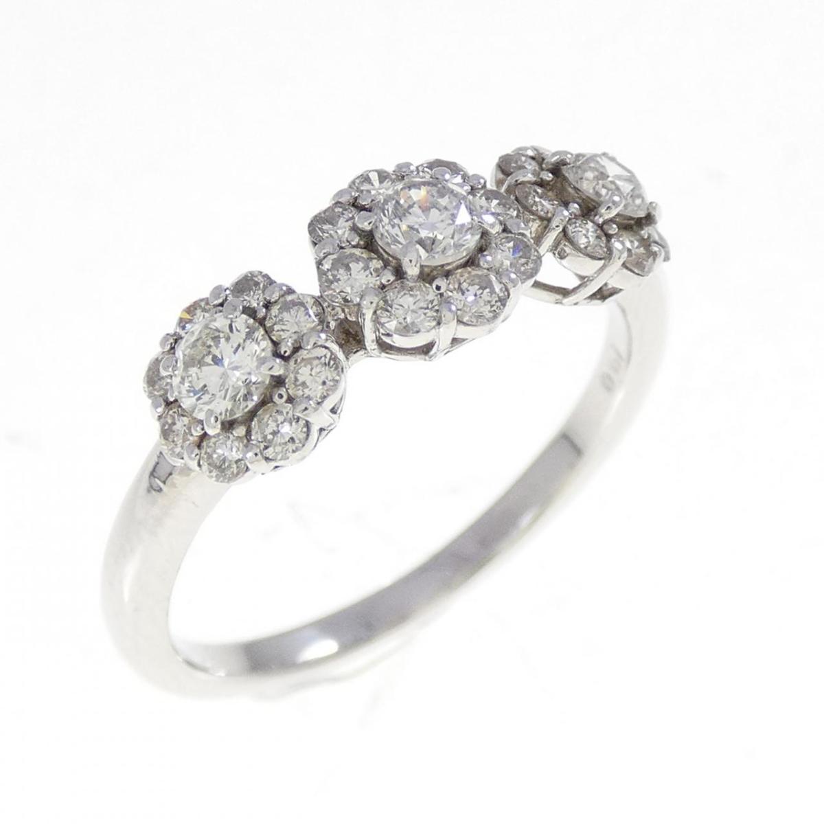 PT900 フラワー ダイヤモンド リング 0.67CT【中古】