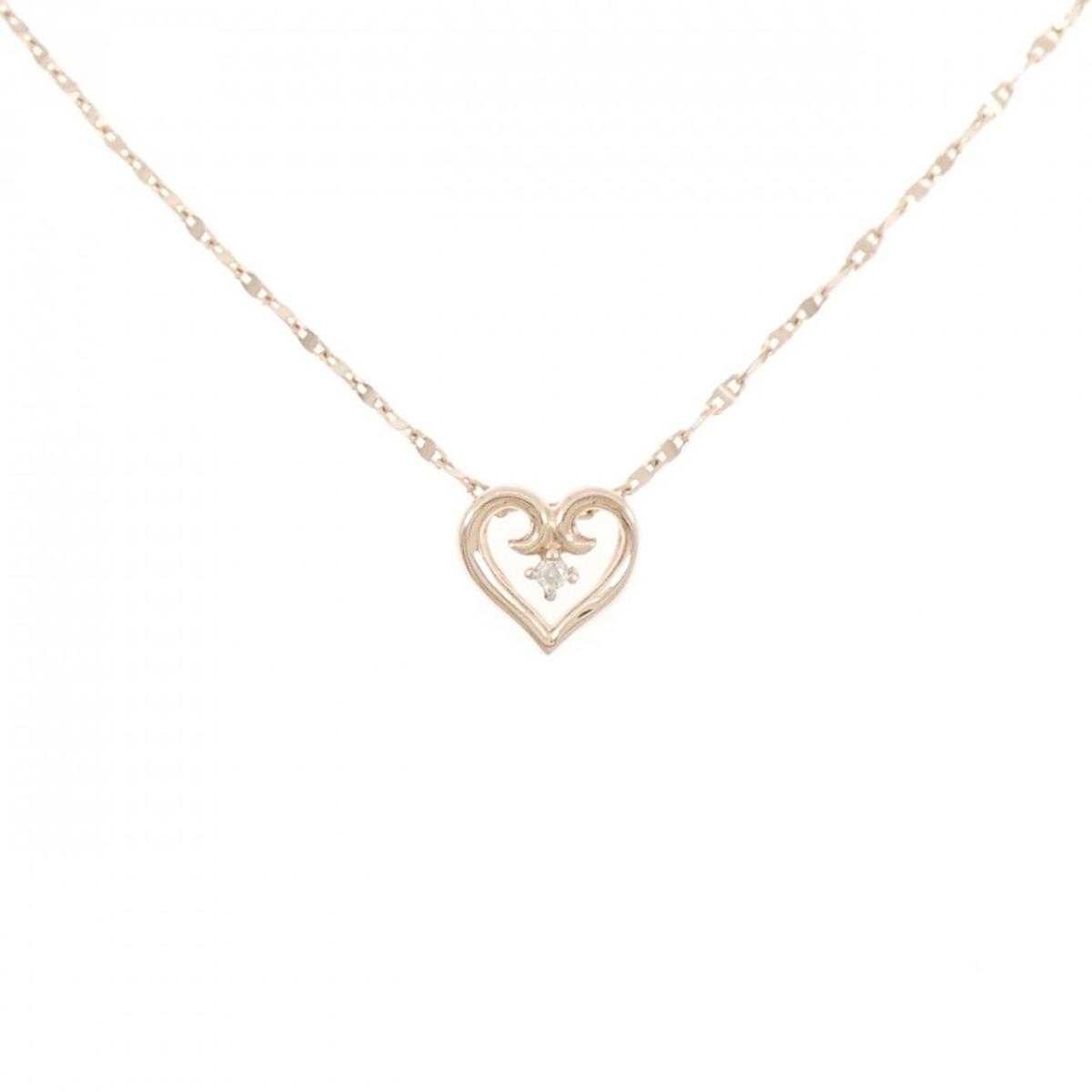 K10PG ハート ダイヤモンド ネックレス 0.01CT【中古】