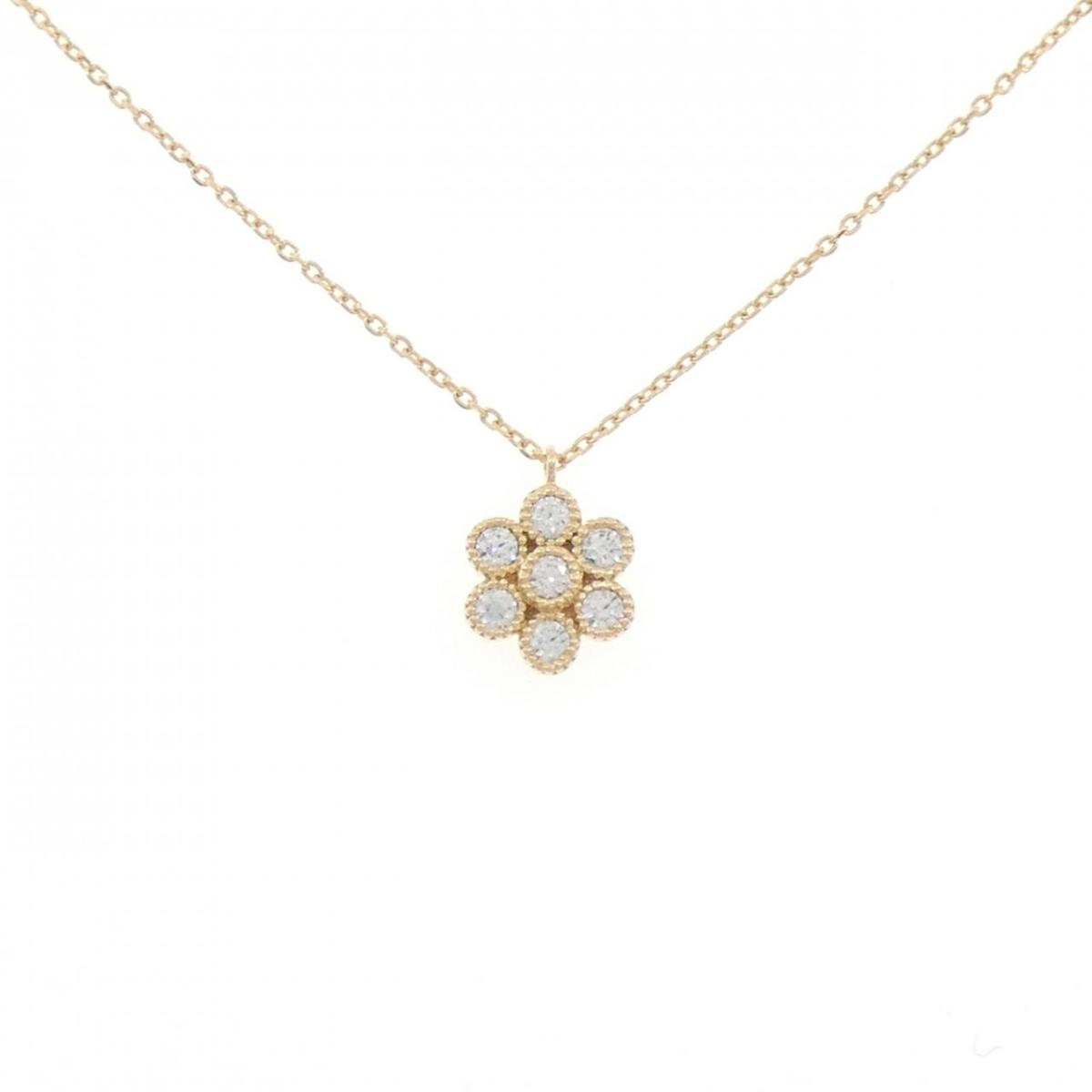 K18YG フラワー ダイヤモンド ネックレス 0.22CT【中古】