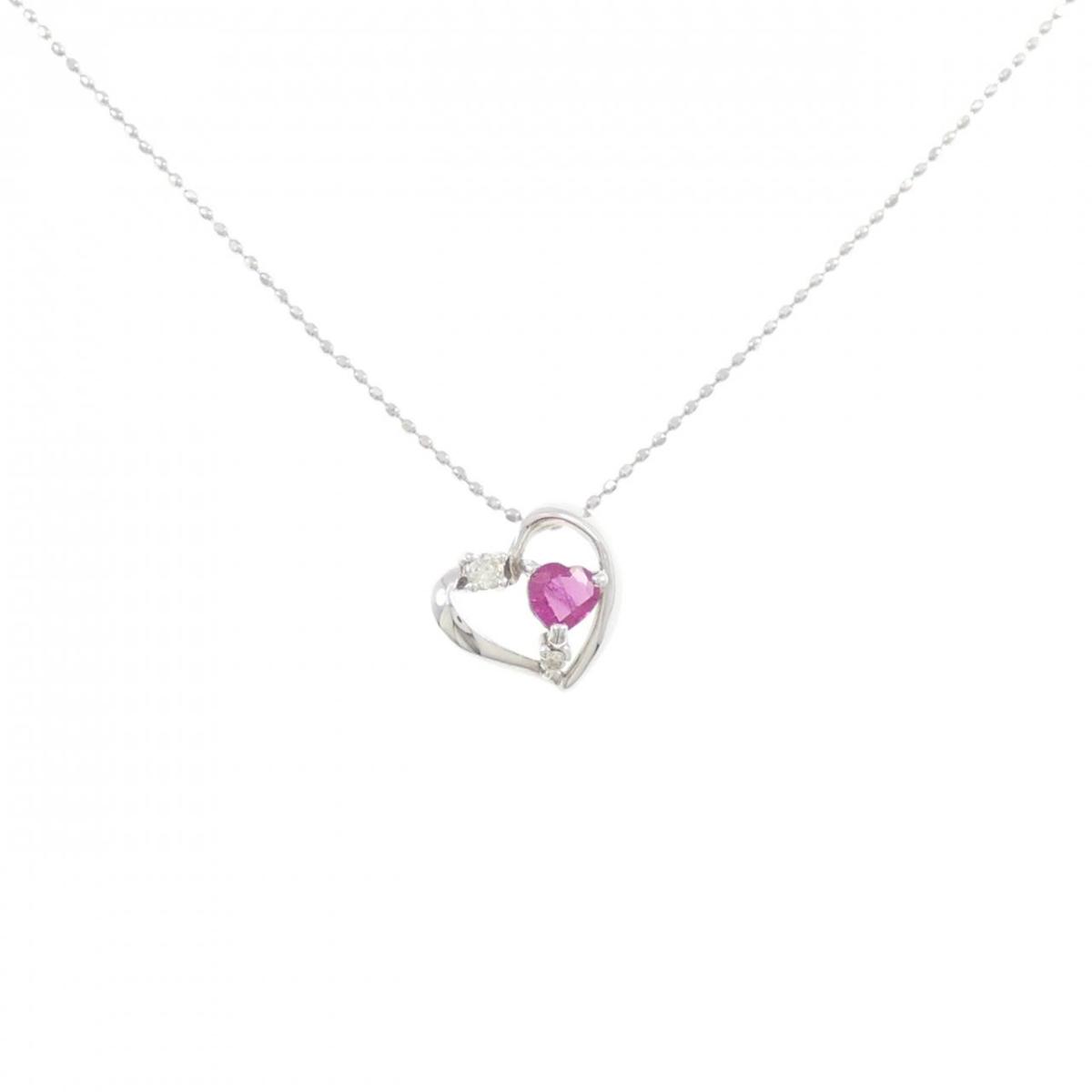 K18WG ハート ルビー ネックレス 0.24CT【中古】