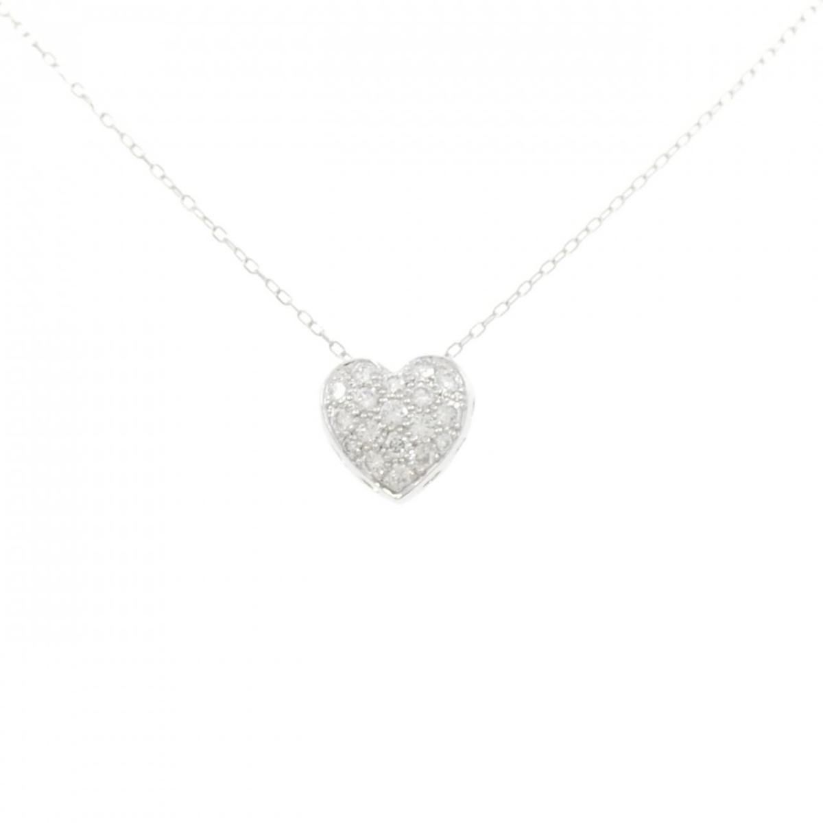 K18WG パヴェ ハート ダイヤモンド ネックレス 0.50CT【中古】